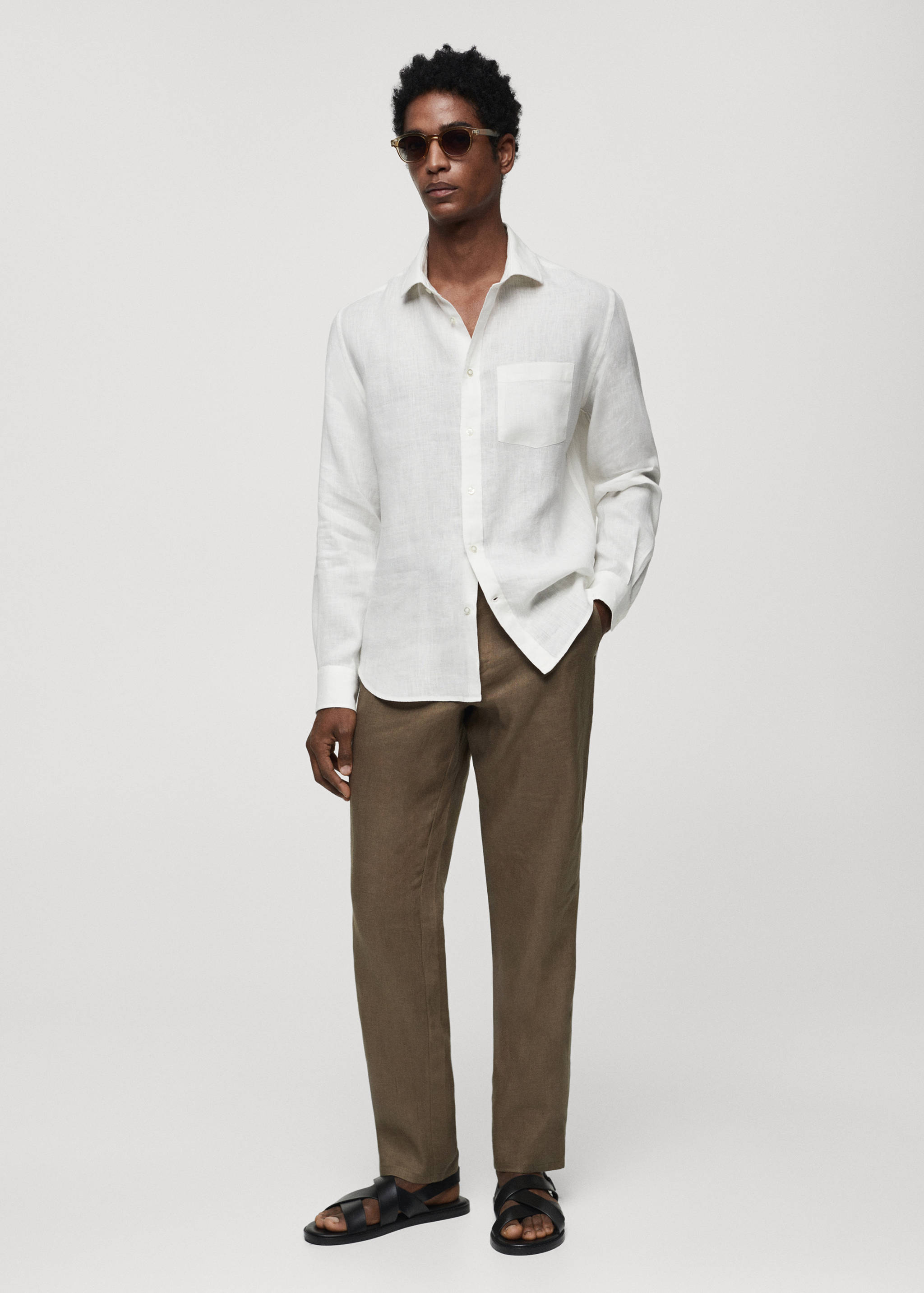 Classic fit 100% linen shirt - General plane