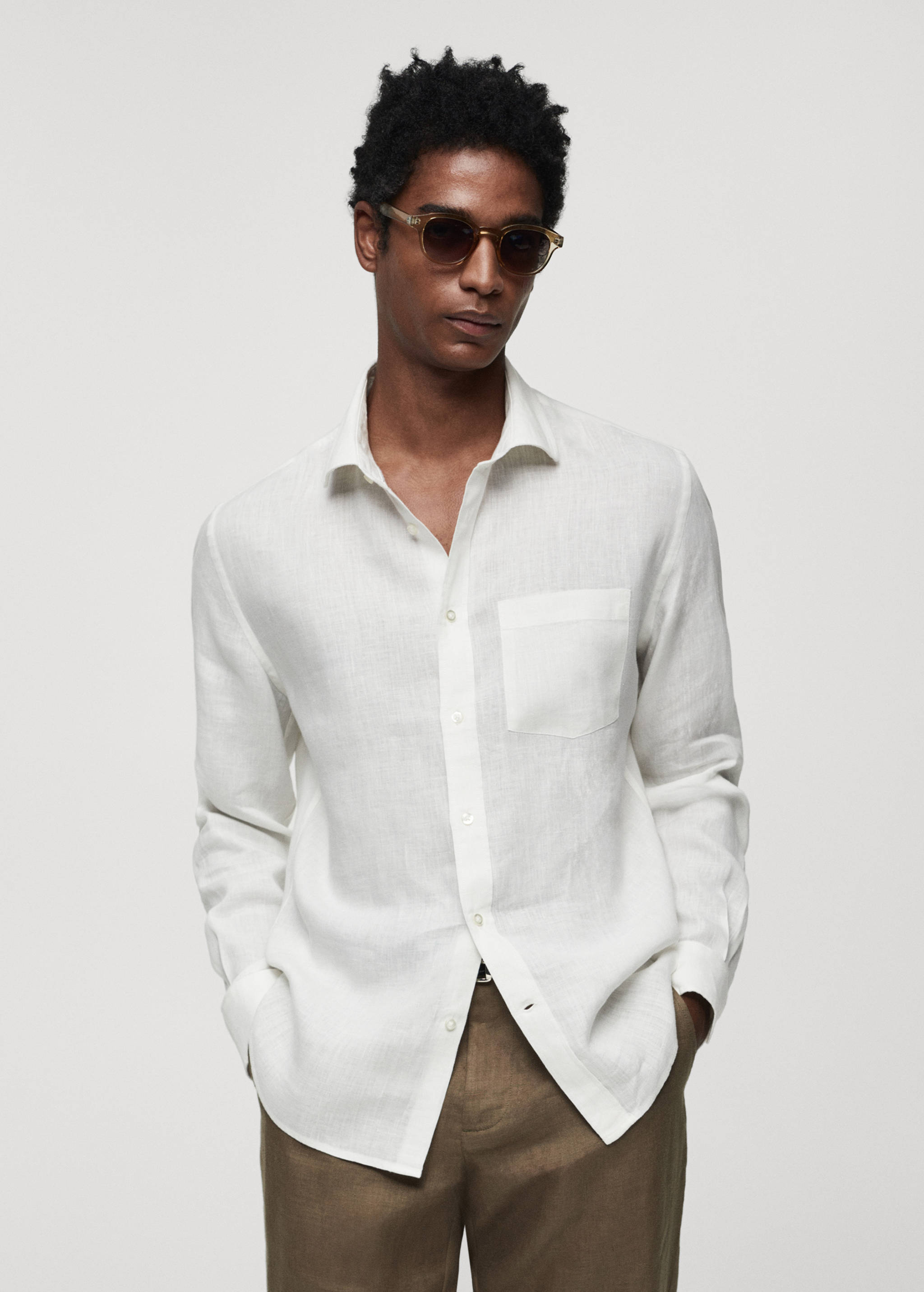 Classic fit 100% linen shirt - Medium plane
