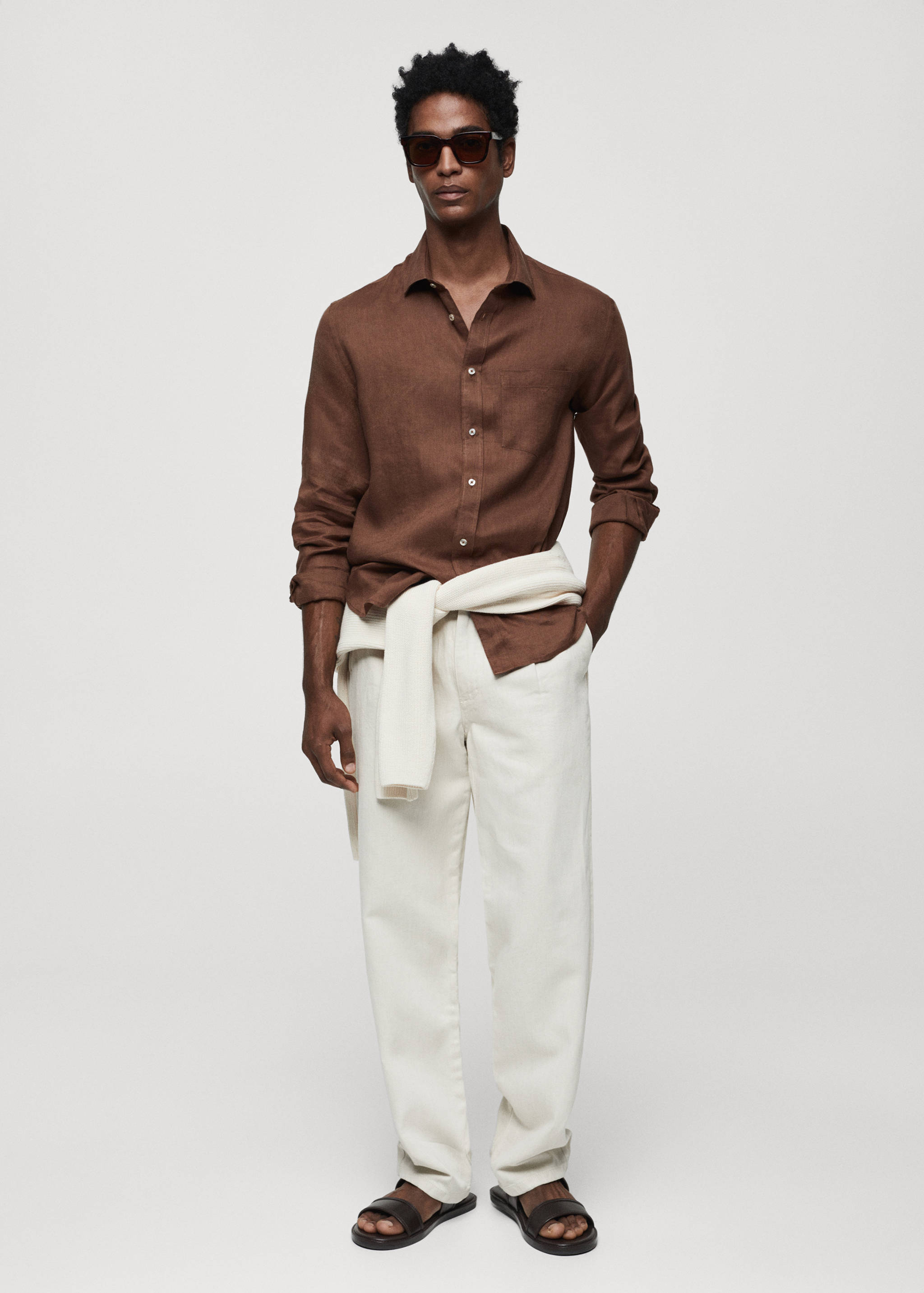 Classic fit 100% linen shirt - General plane