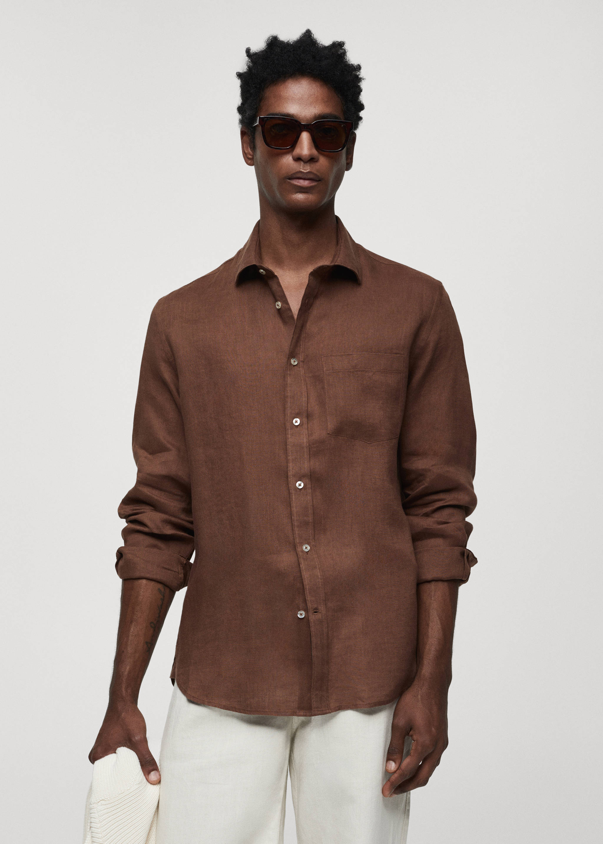 Classic fit 100% linen shirt - Medium plane
