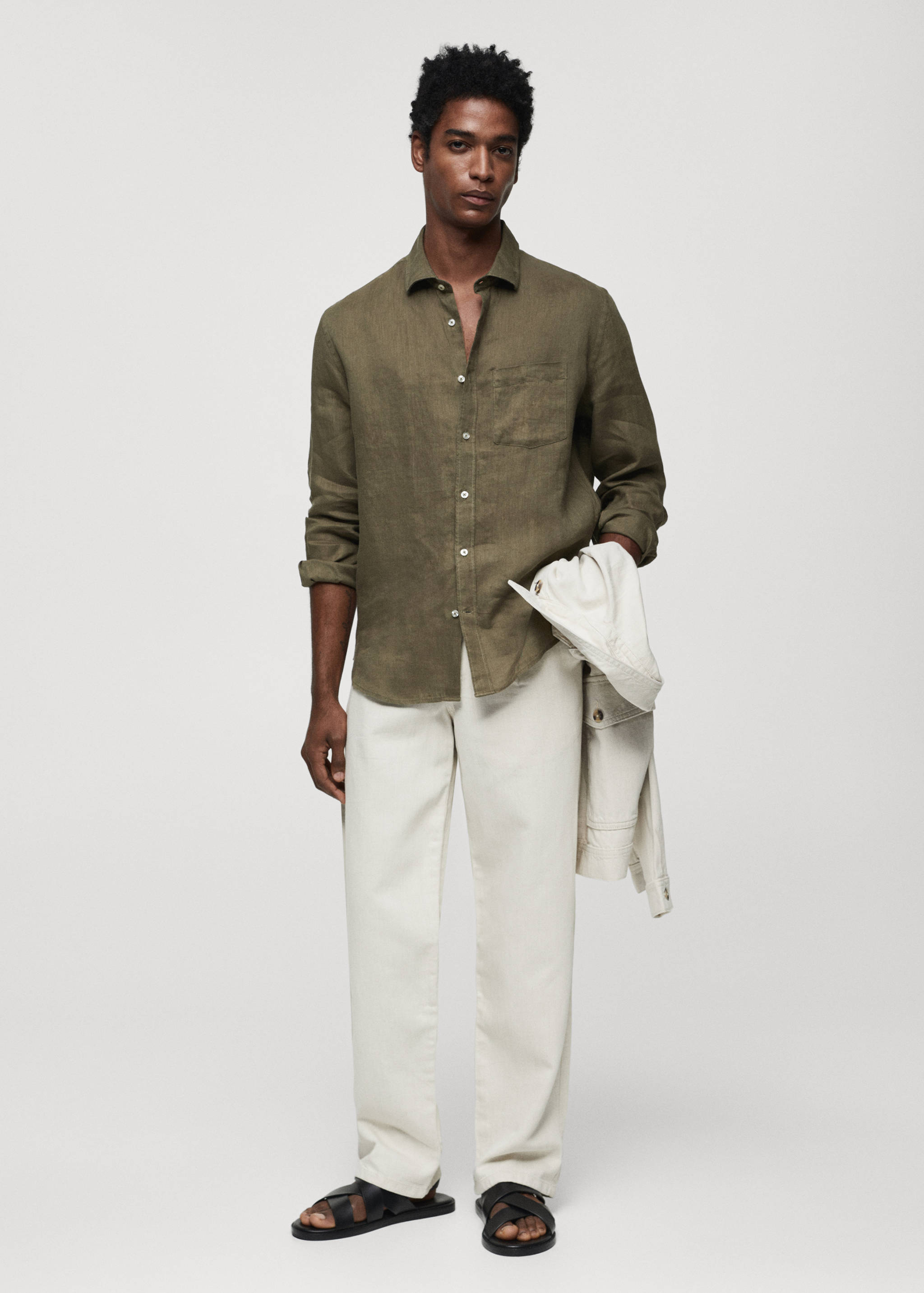 Classic fit 100% linen shirt - General plane