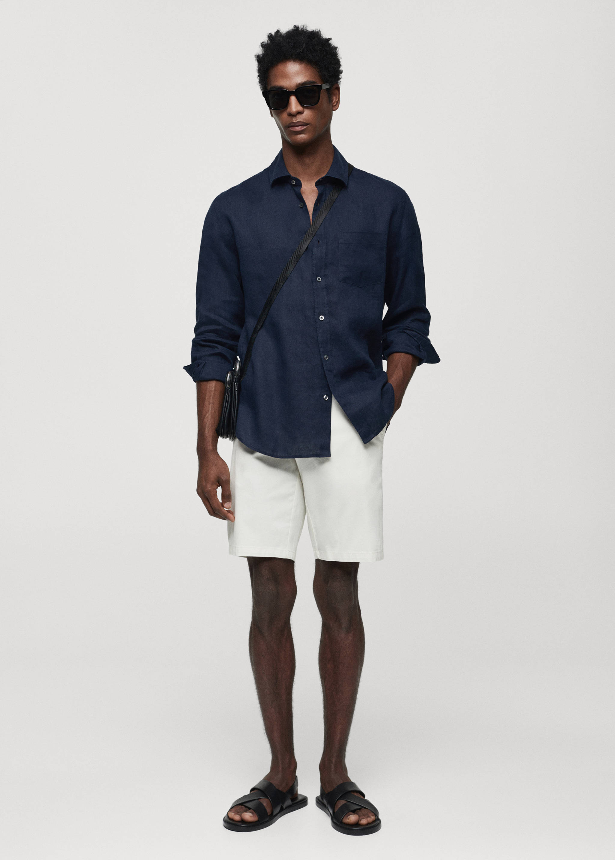 Classic fit 100% linen shirt - General plane