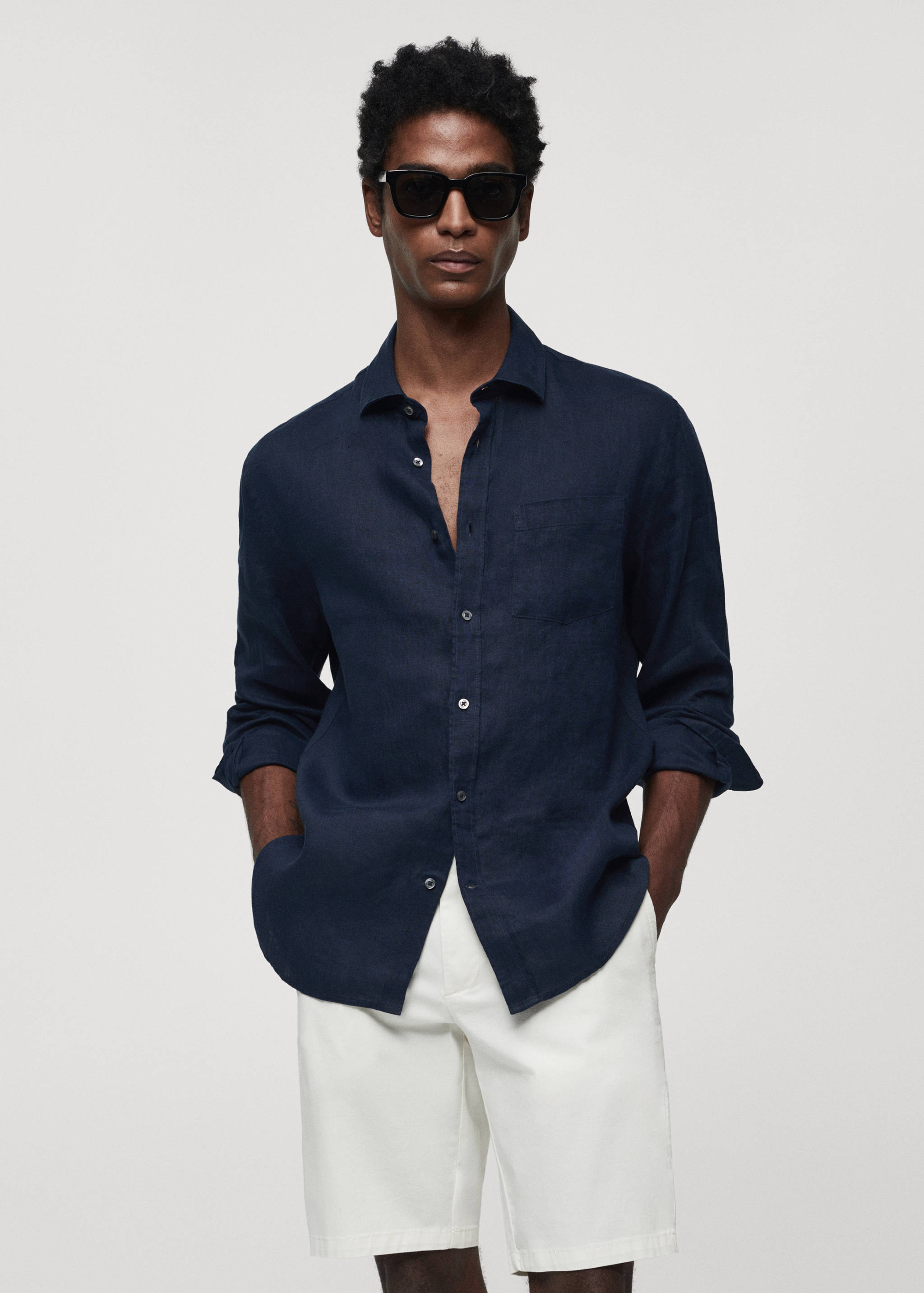 Classic fit 100% linen shirt - Medium plane