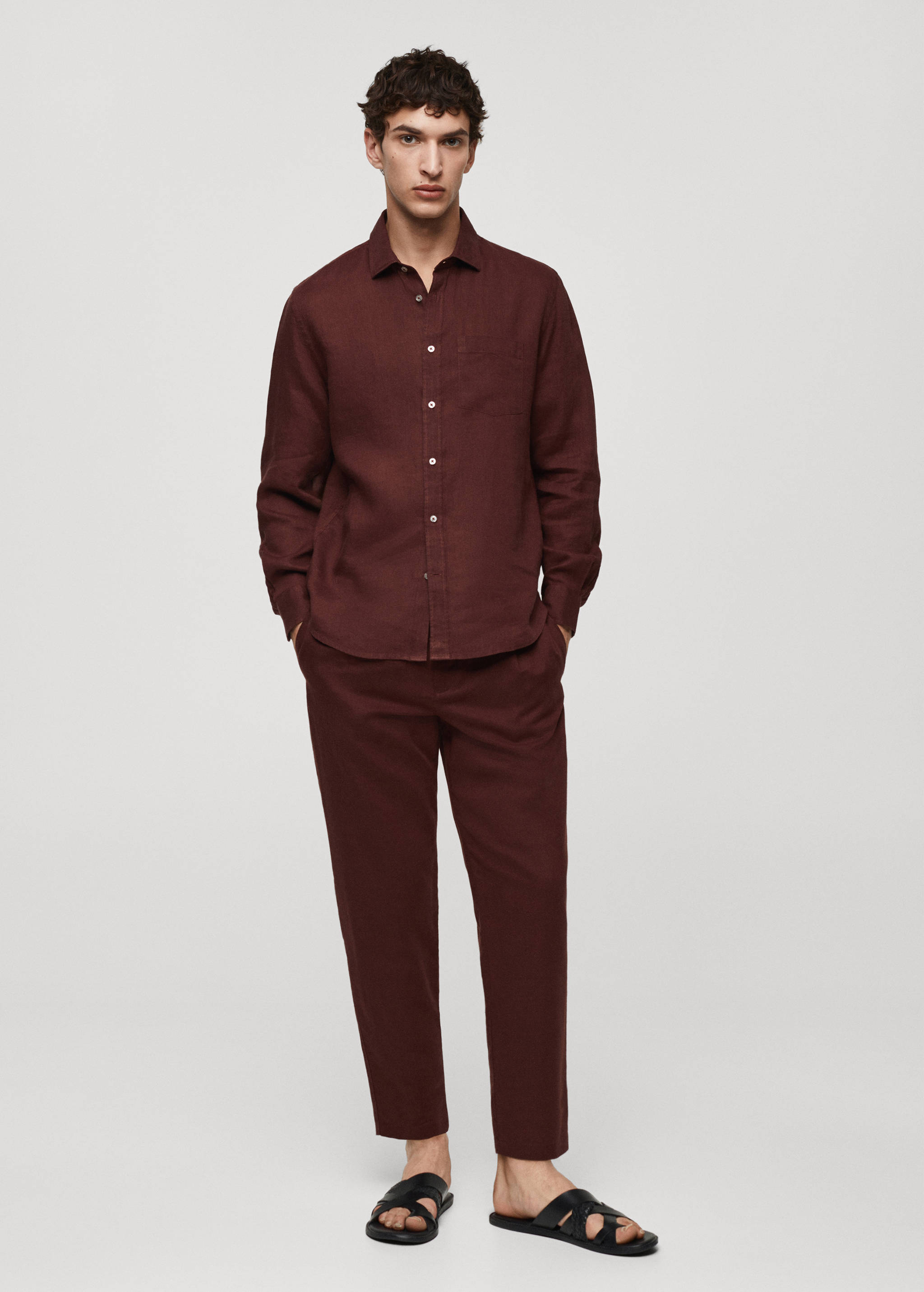 Classic fit 100% linen shirt - General plane