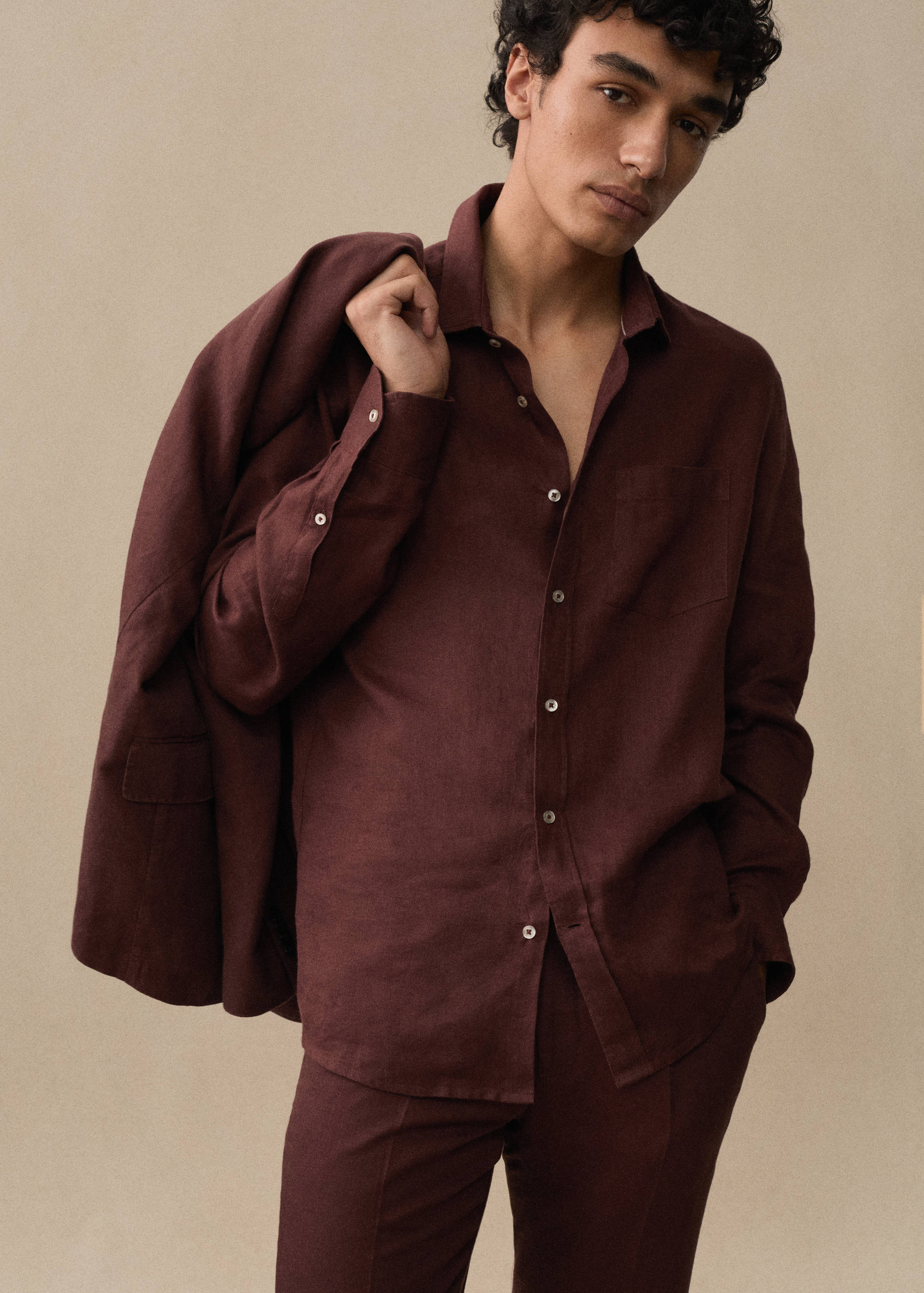 Classic fit 100% linen shirt - Details of the article 6