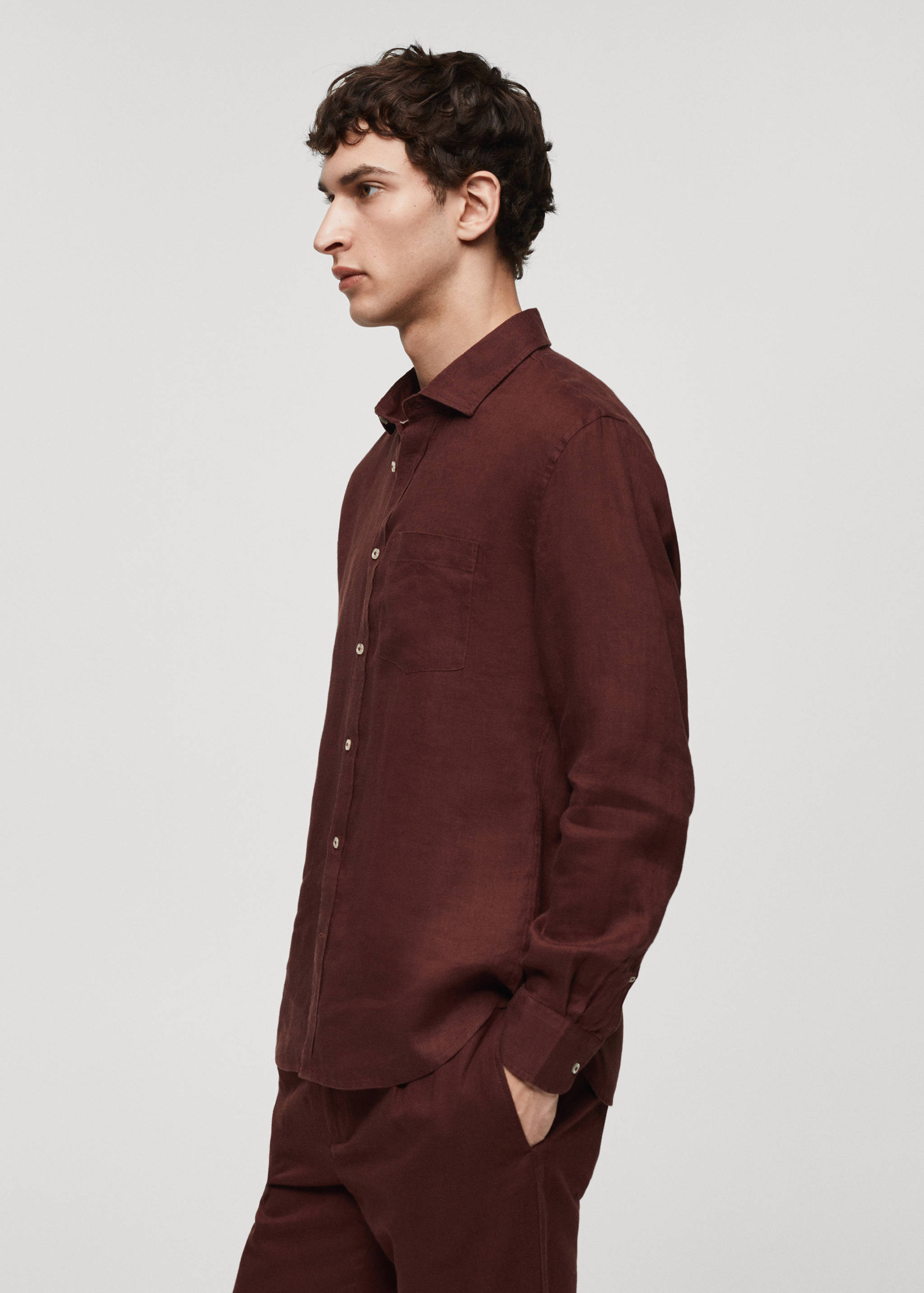 Classic fit 100% linen shirt - Details of the article 2