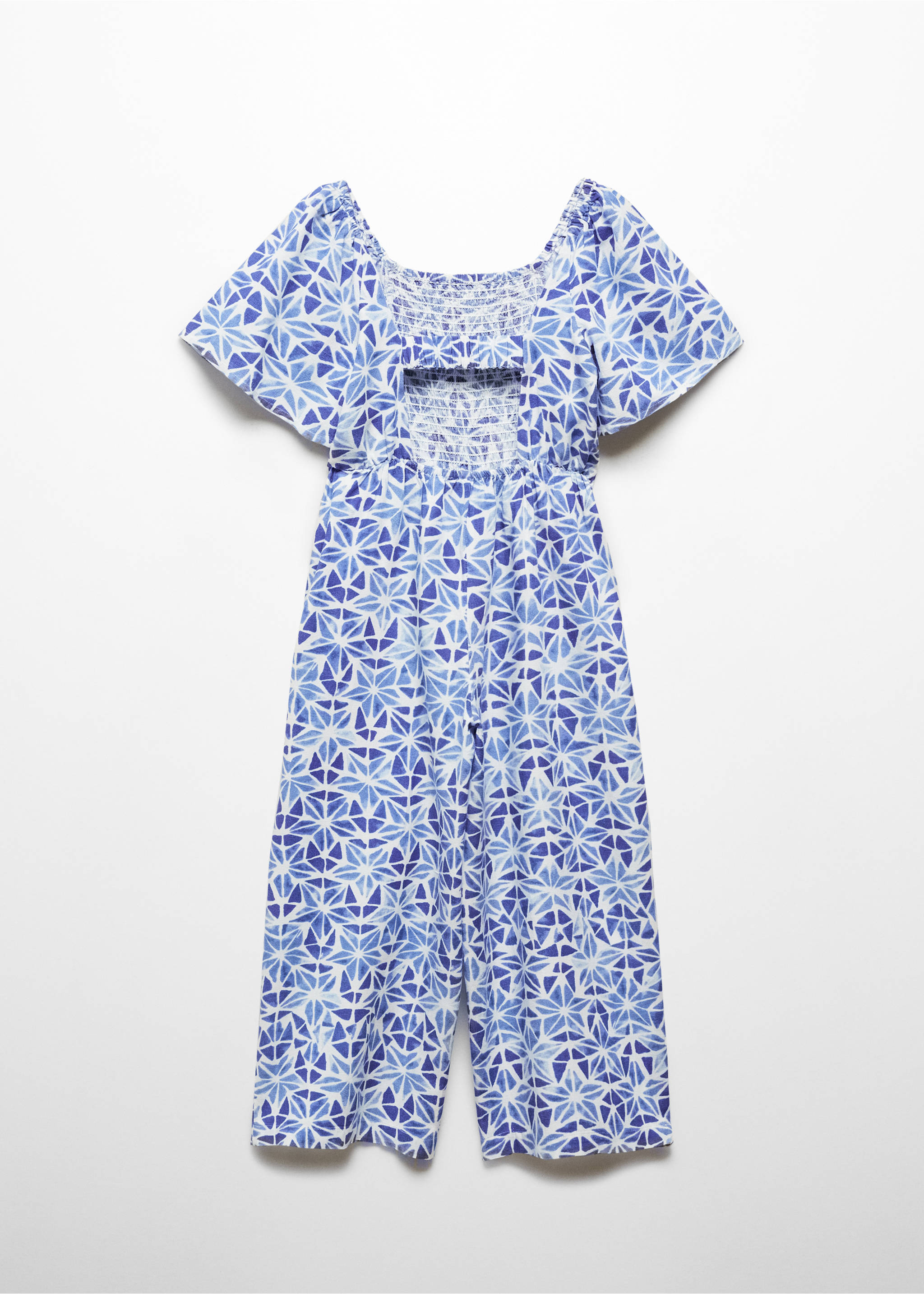 Belt printed jumpsuit - Reverse of the article, Blue. Ref: 67046025-00.