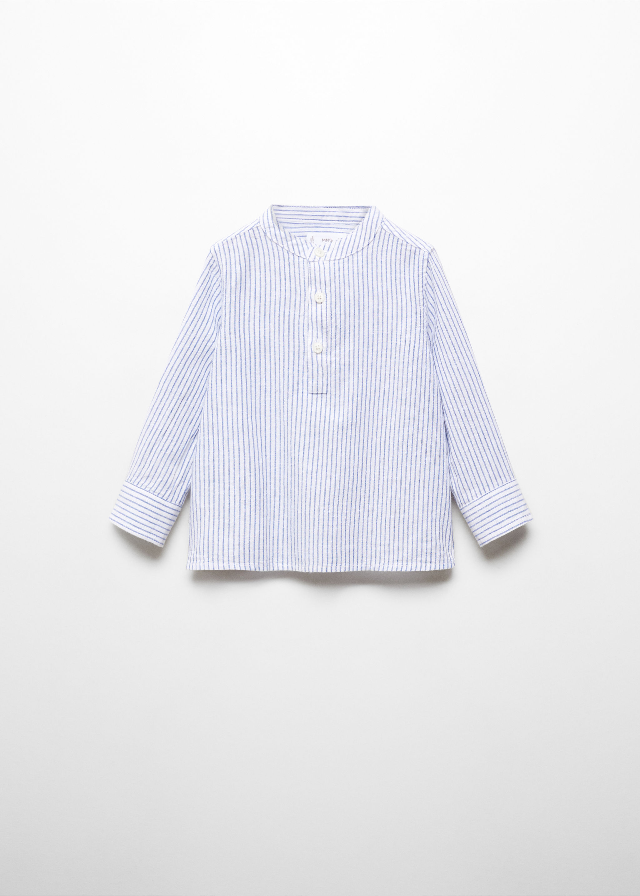 Striped mandarin-collar linen shirt - Article without model