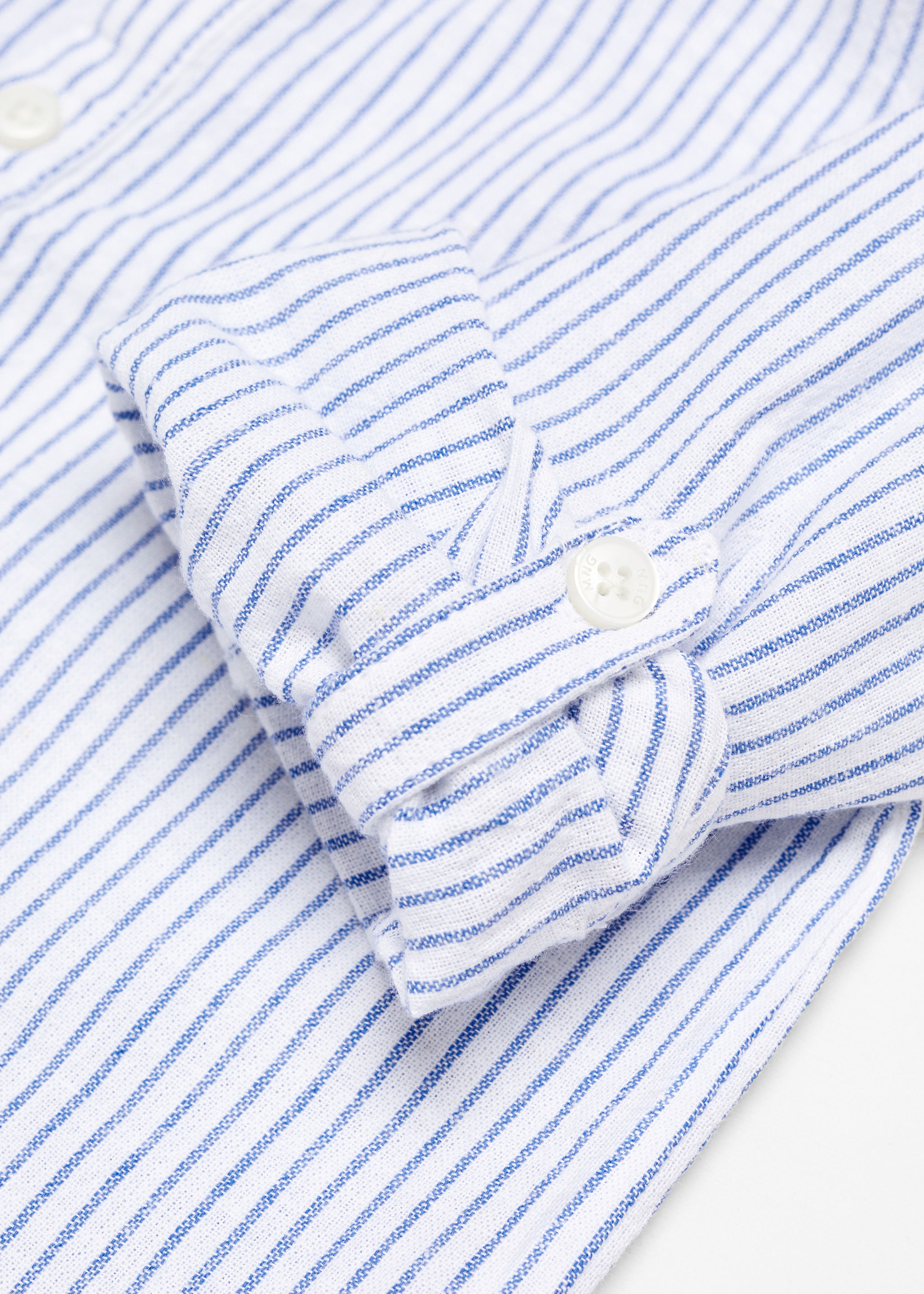 Striped mandarin-collar linen shirt - Details of the article 8