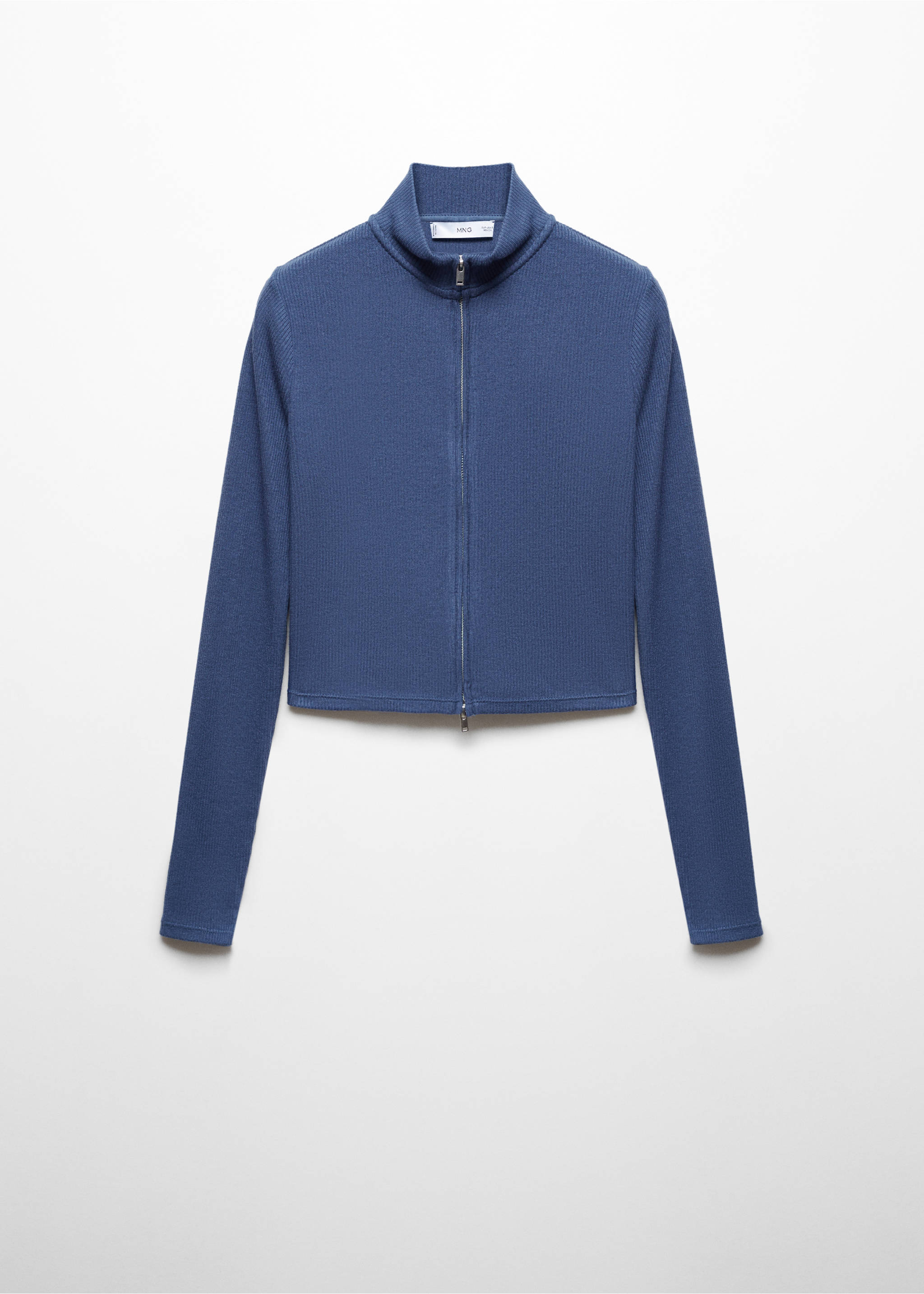 Cardigan mit halbhohem Kragen und Reißverschluss - Artikel ohne Model, Blau. Ref: 67046030-00.