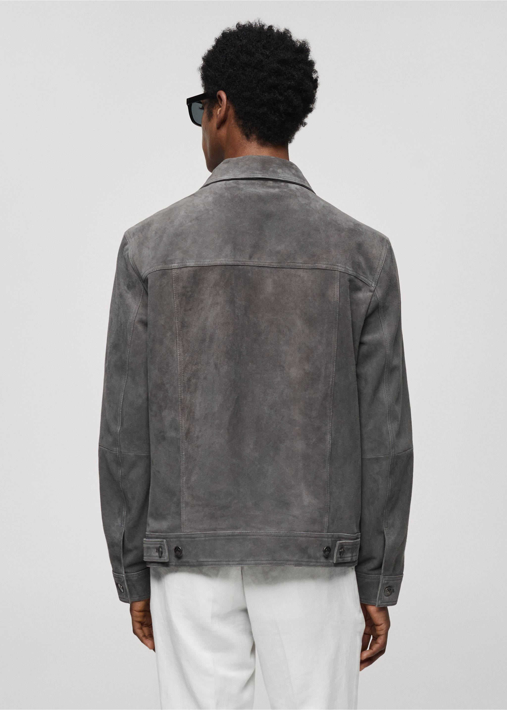 100% leather jacket with pockets - Reverse of the article, Grey. Ref: 67046311-00.