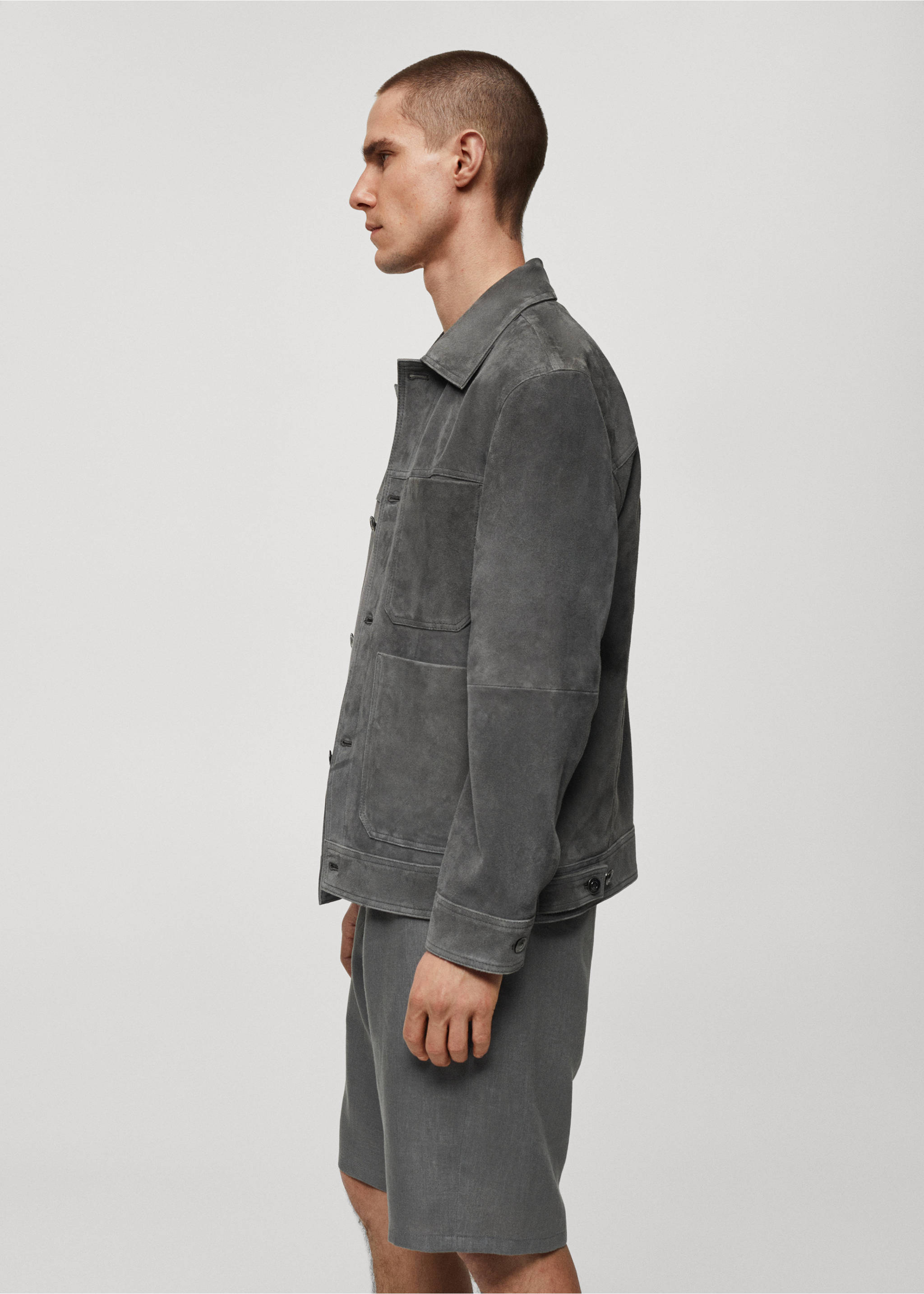 100% leather jacket with pockets - Details of the article 4, Grey. Ref: 67046311-00.