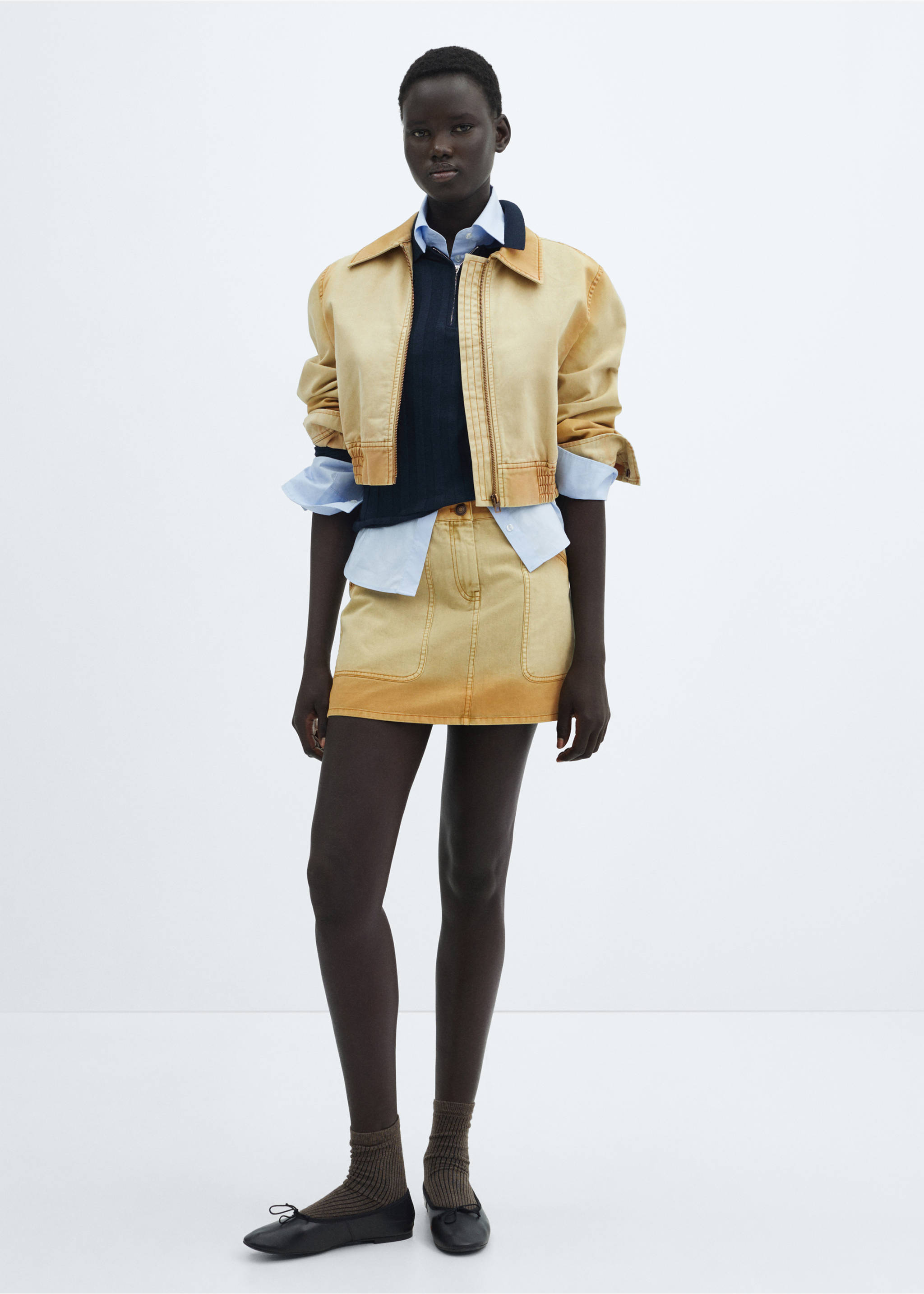 Denim mini-skirt - General plane, Medium Brown. Ref: 67046327-00.
