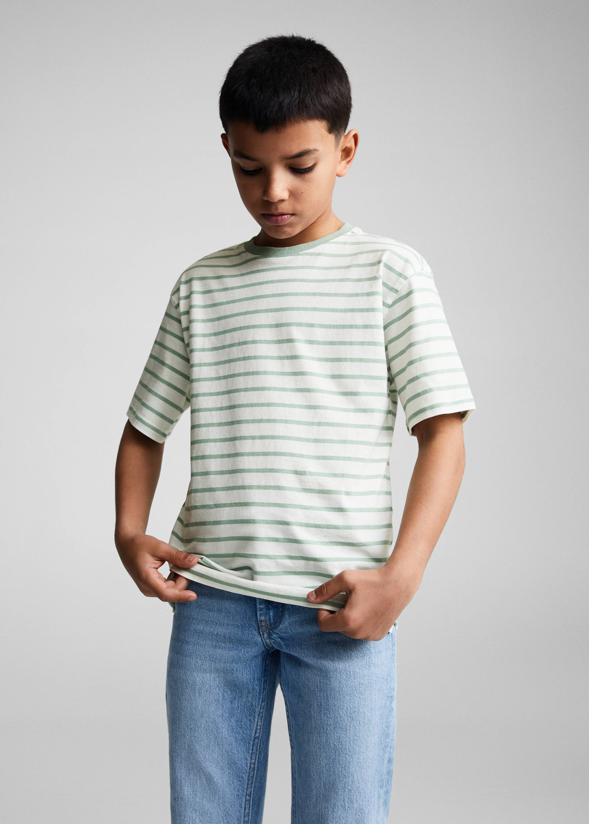Striped cotton T-shirt - Medium plane