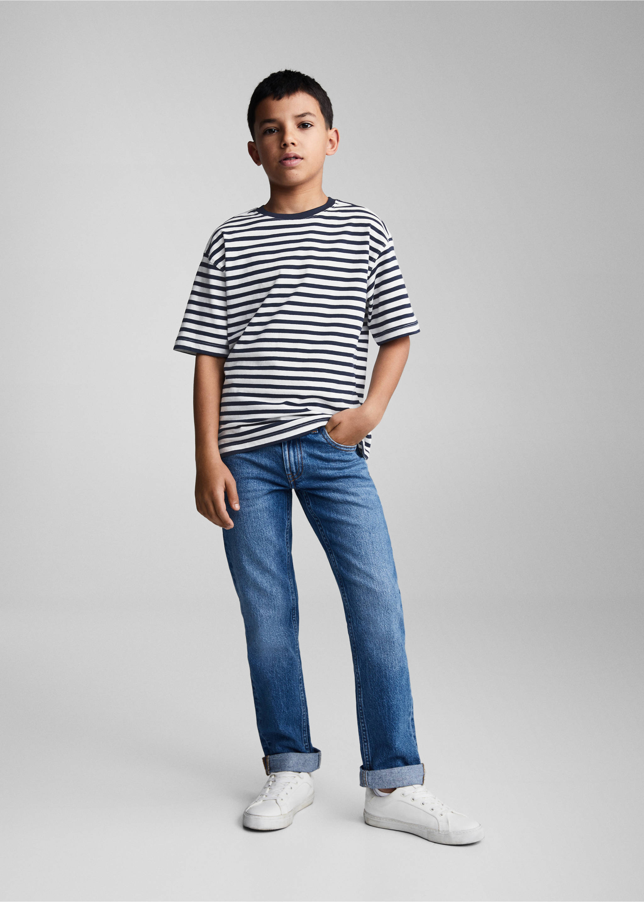 Striped cotton T-shirt - General plane, Dark Navy. Ref: 67046334-00.