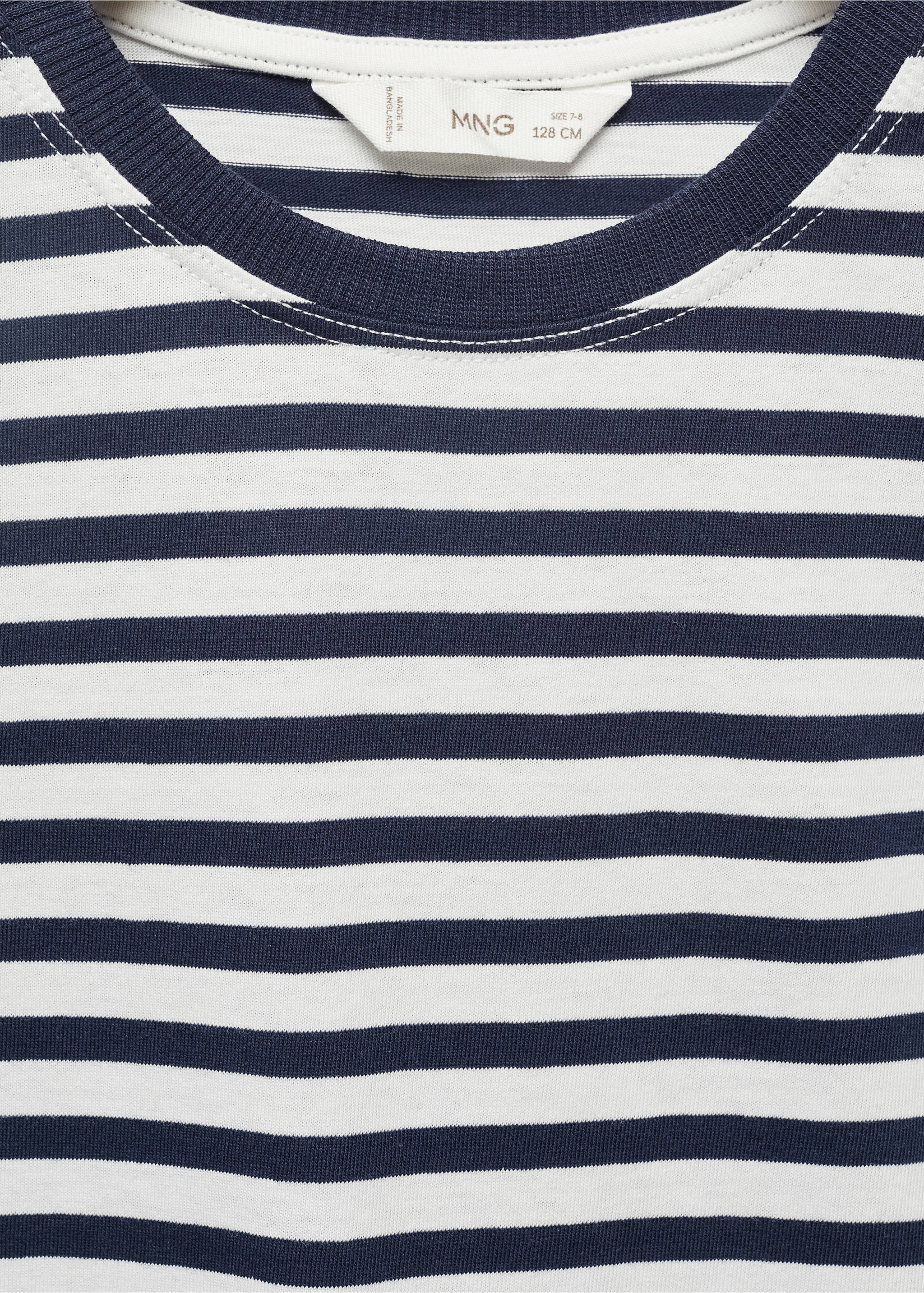 Striped cotton T-shirt - Details of the article 8, Dark Navy. Ref: 67046334-00.
