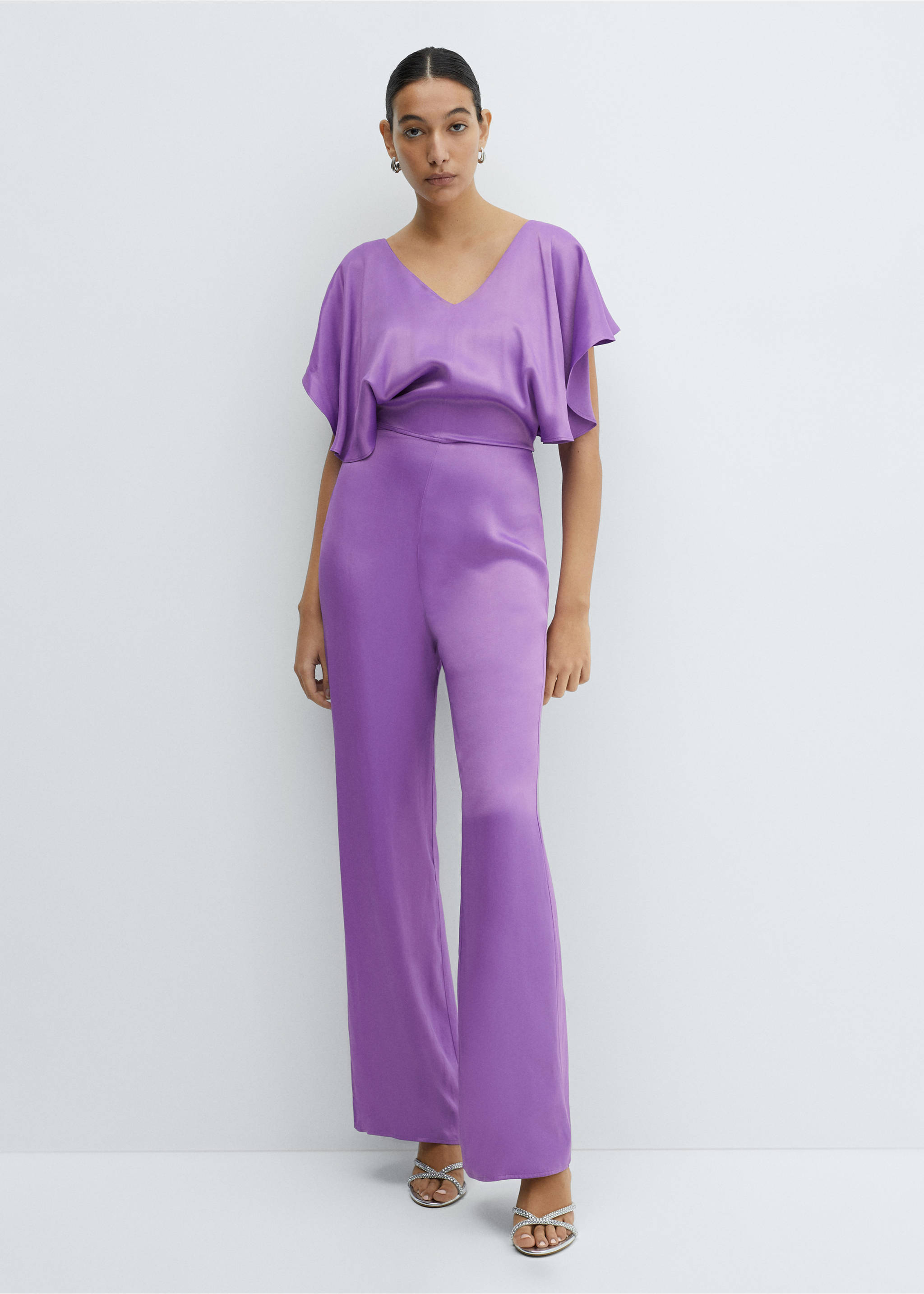 Ruffled satin jumpsuit - General plane, Purple. Ref: 67046336-00.