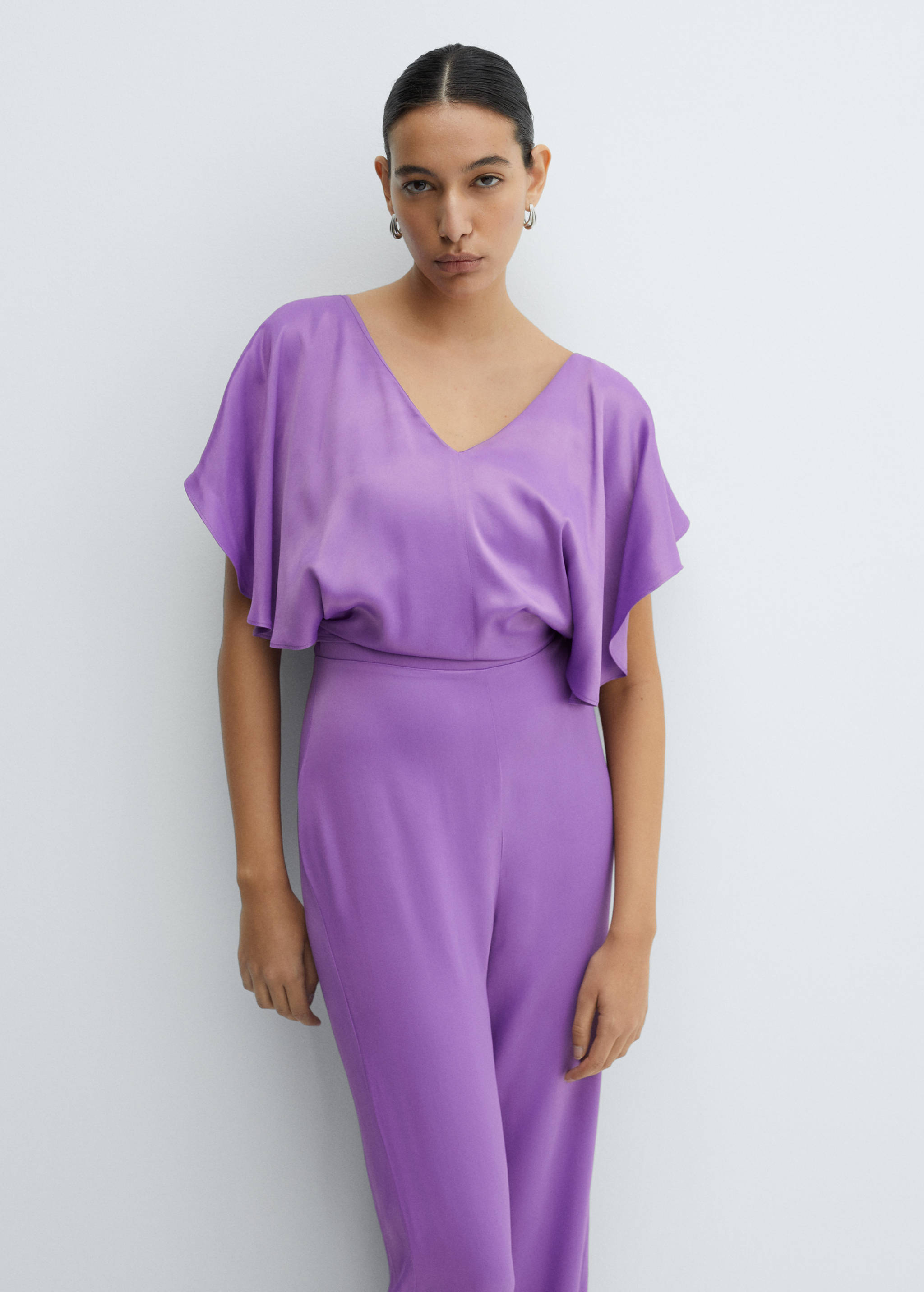 Ruffled satin jumpsuit - Medium plane