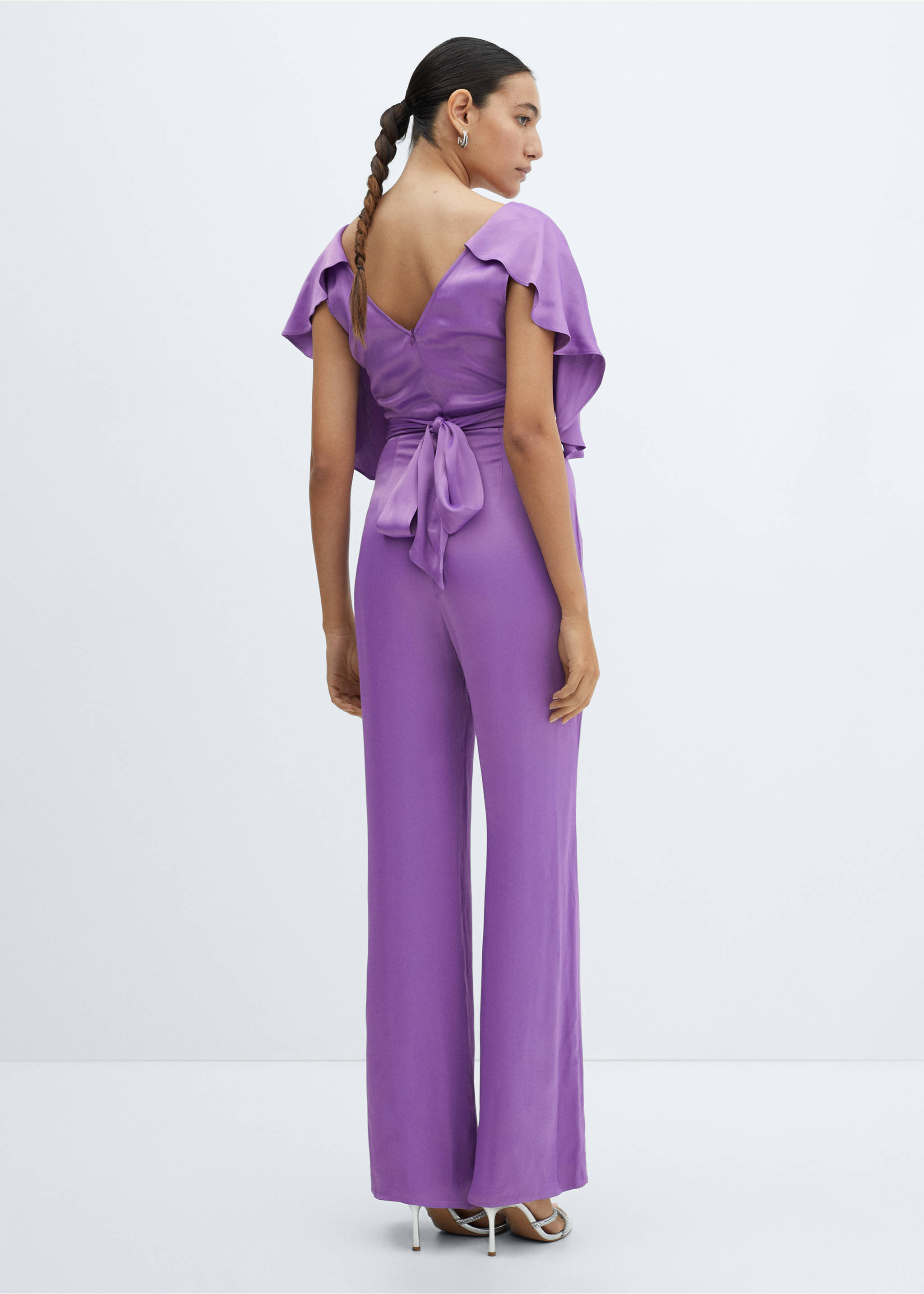 Ruffled satin jumpsuit - Reverse of the article, Purple. Ref: 67046336-00.