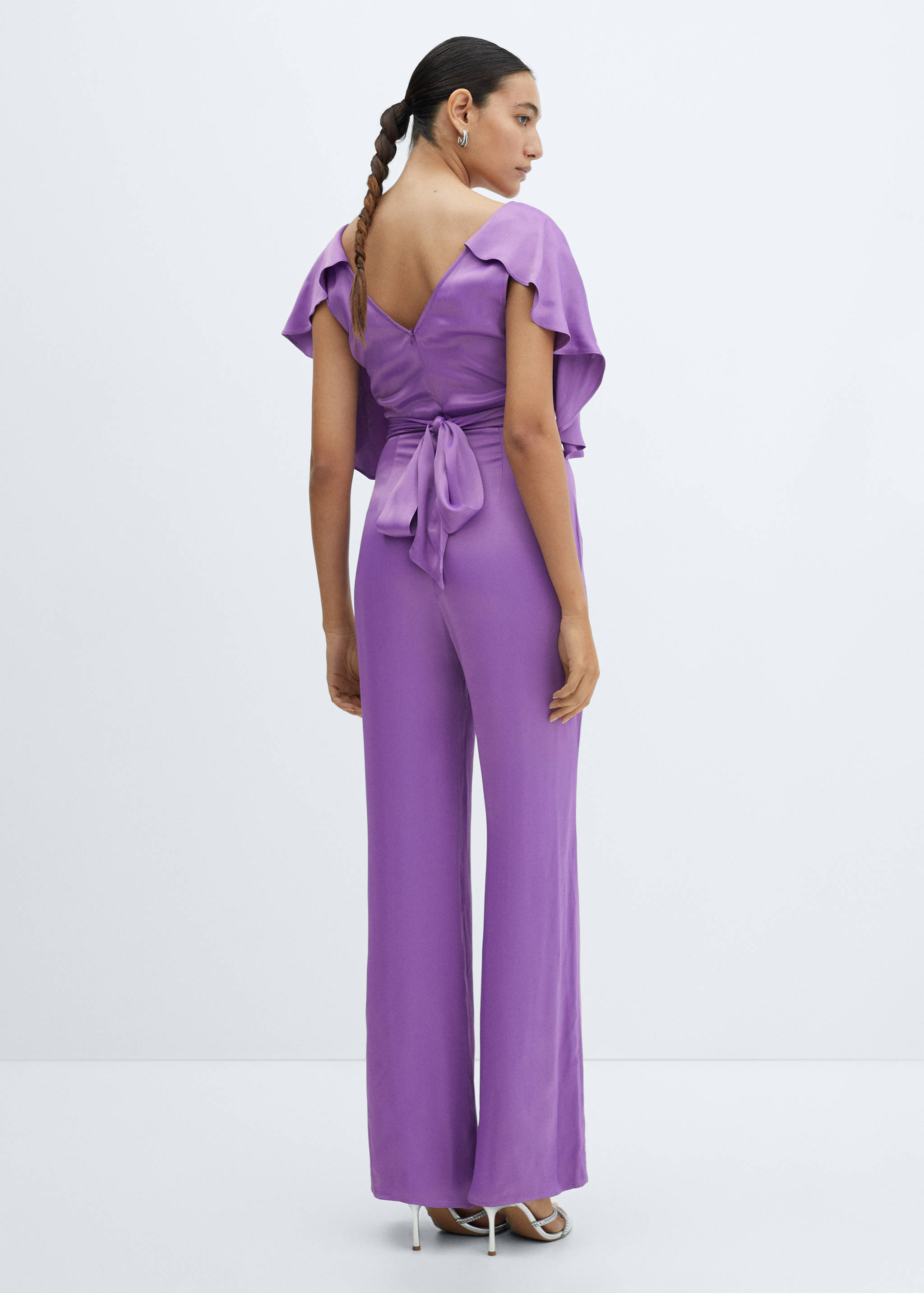 Ruffled satin jumpsuit - Reverse of the article