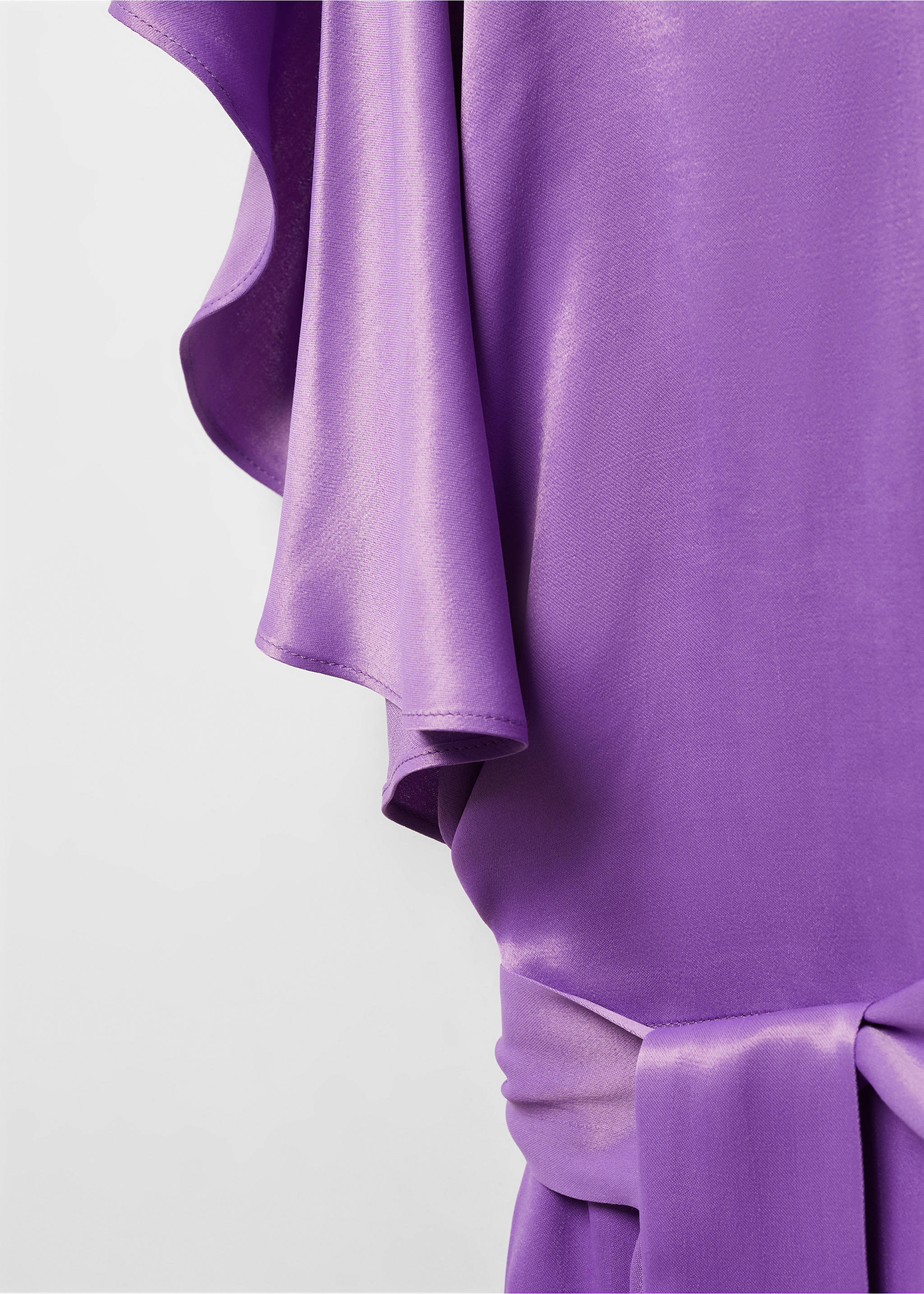 Ruffled satin jumpsuit - Details of the article 8, Purple. Ref: 67046336-00.