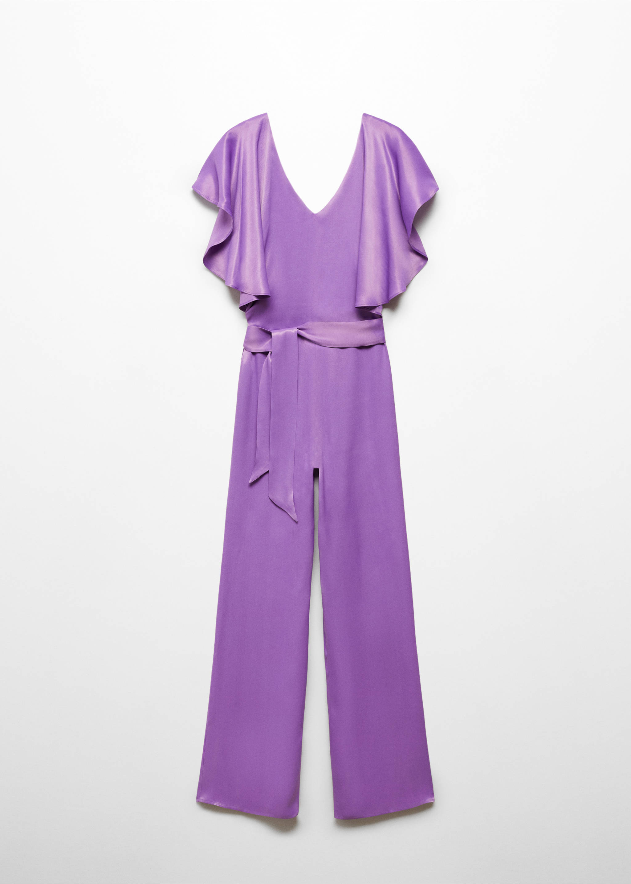 Ruffled satin jumpsuit - Article without model, Purple. Ref: 67046336-00.