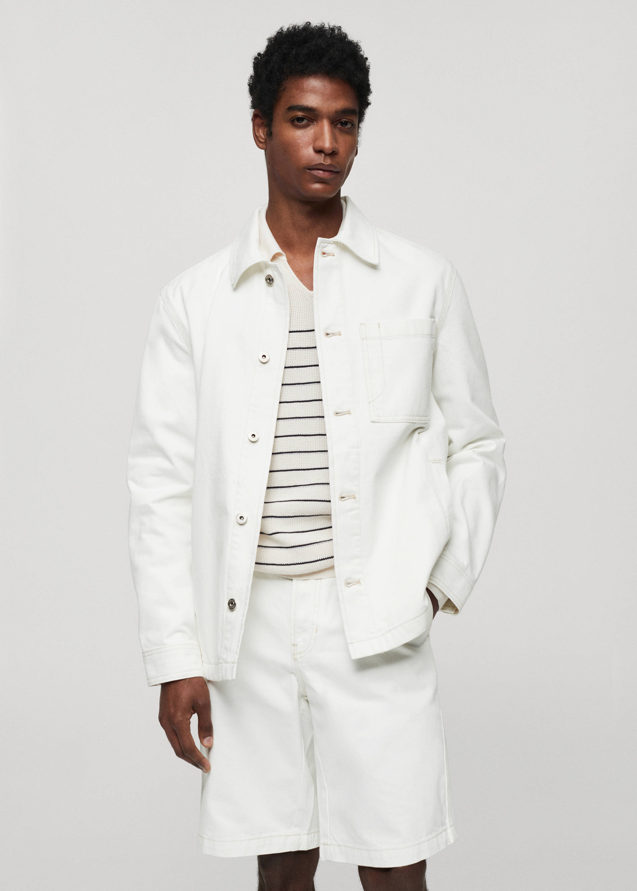 Sobrecamisa de 100% algodão com bolso - Plano médio