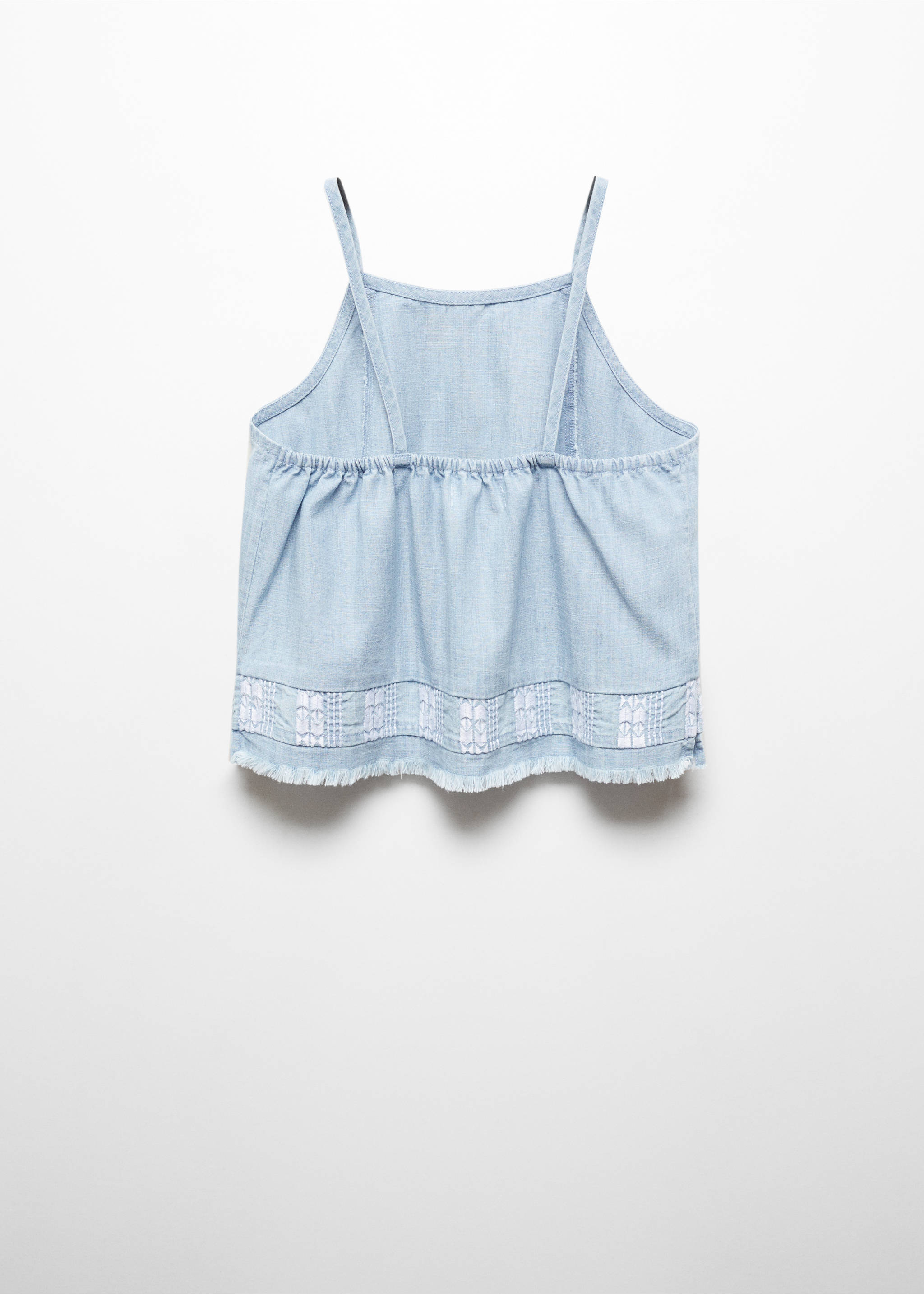 Embroidered fringed top - Reverse of the article, Medium Blue. Ref: 67047116-00.