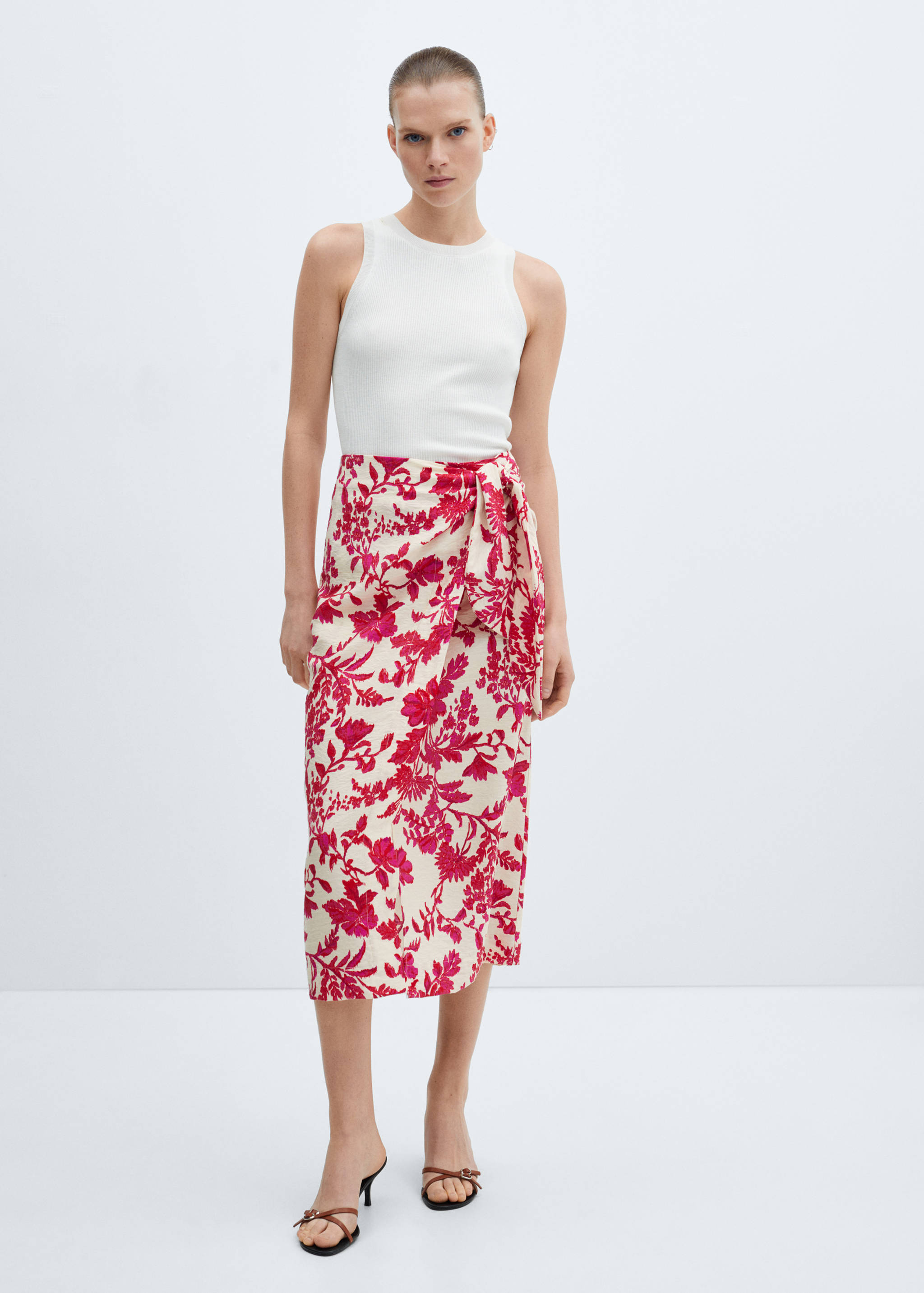 Floral-print wrap skirt - General plane