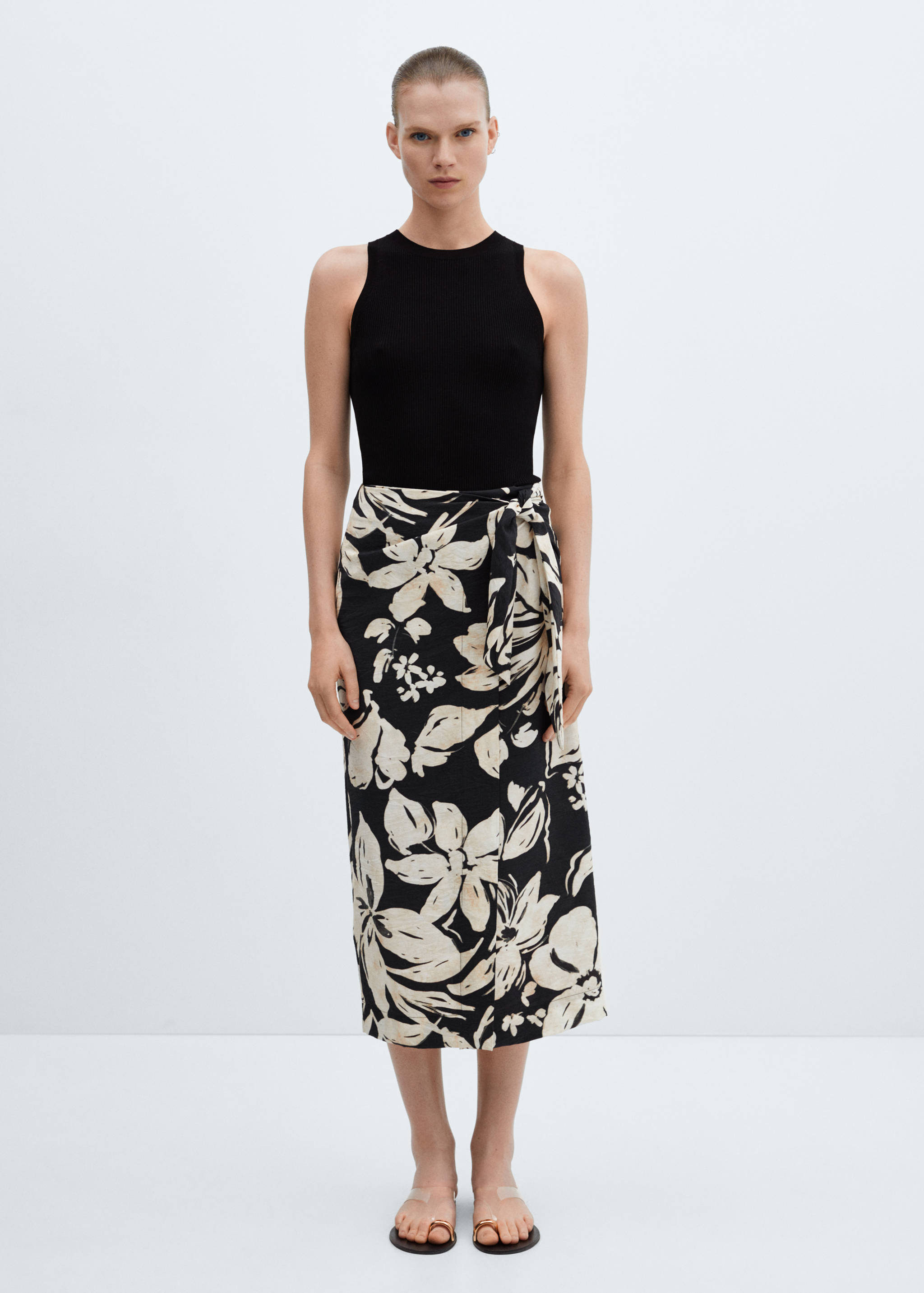 Floral-print wrap skirt - General plane