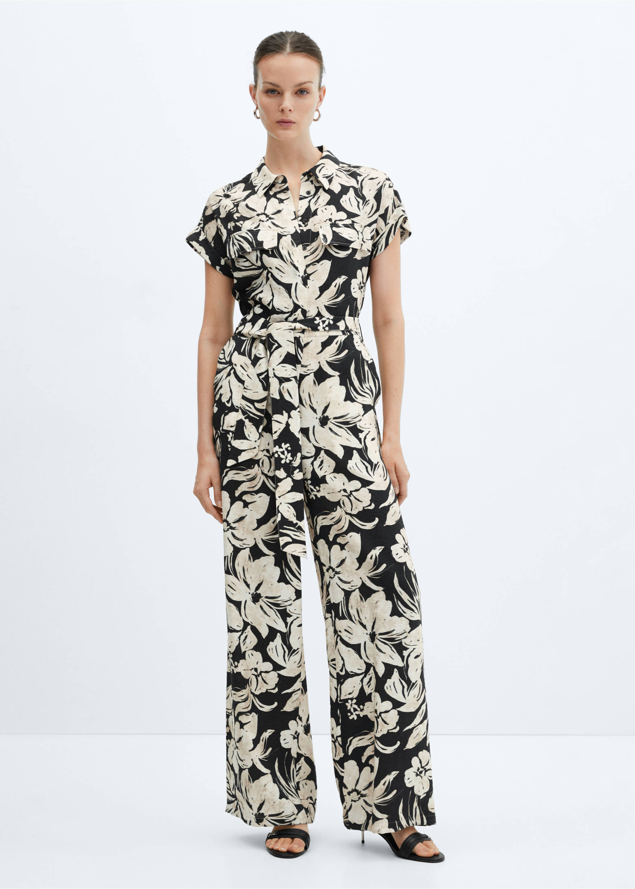 Floral print jumpsuit - General plane, Black. Ref: 67047124-00.