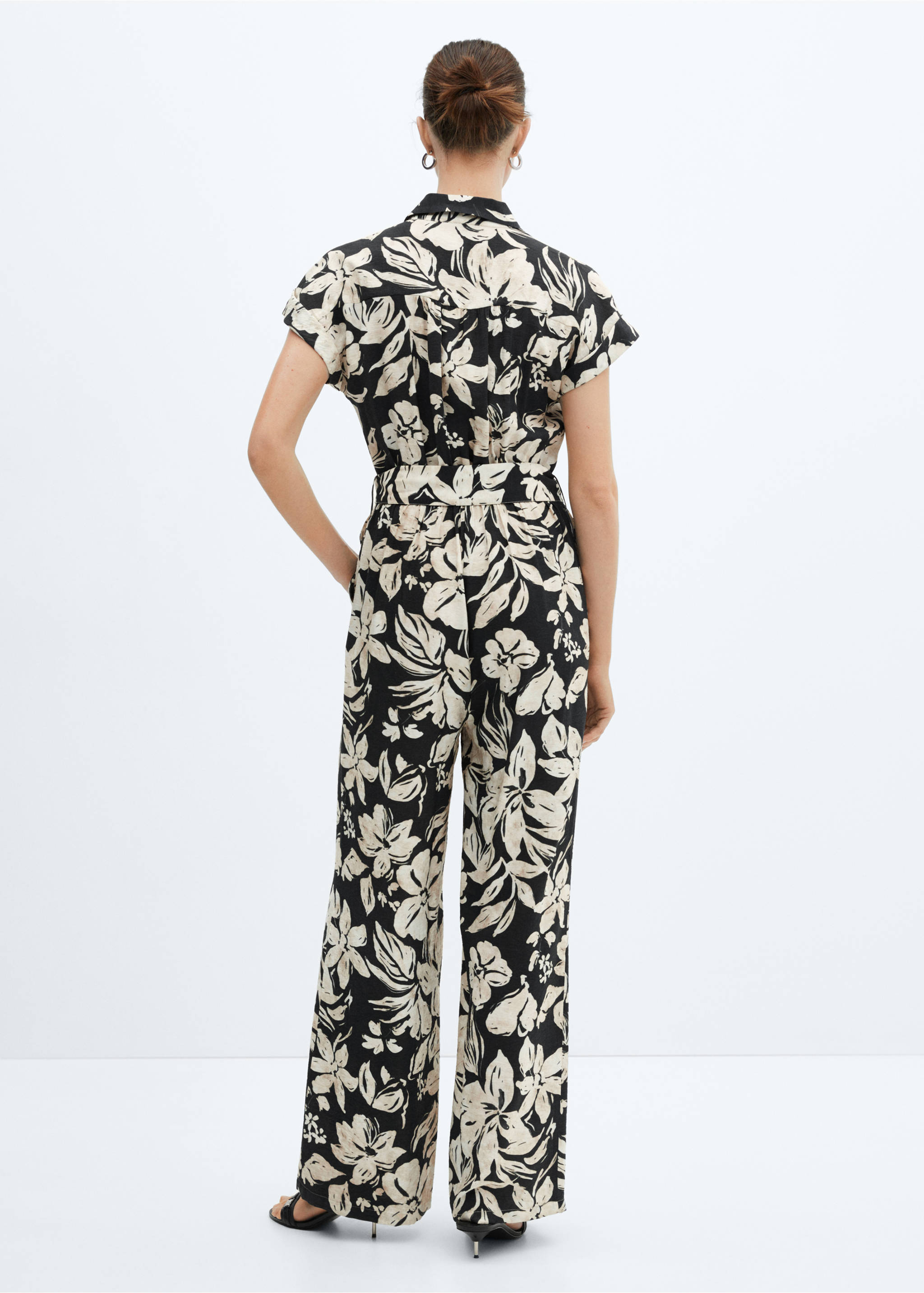 Floral print jumpsuit - Reverse of the article, Black. Ref: 67047124-00.