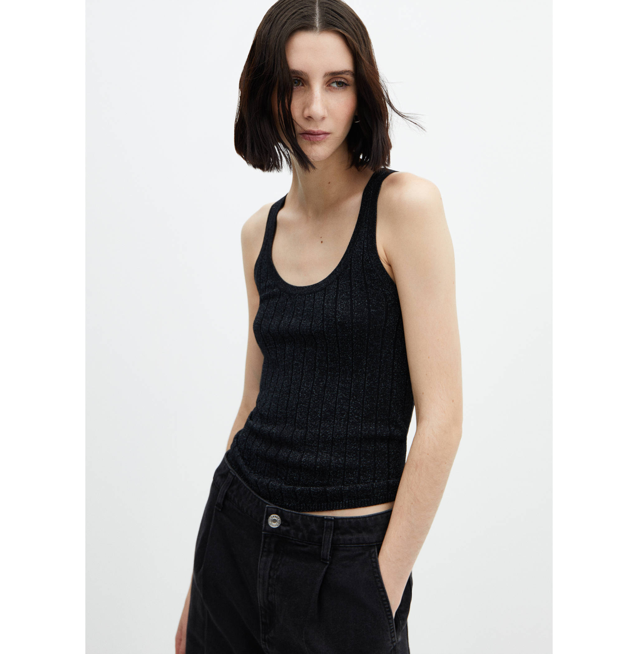 Lurex ribbed top - Medium plane