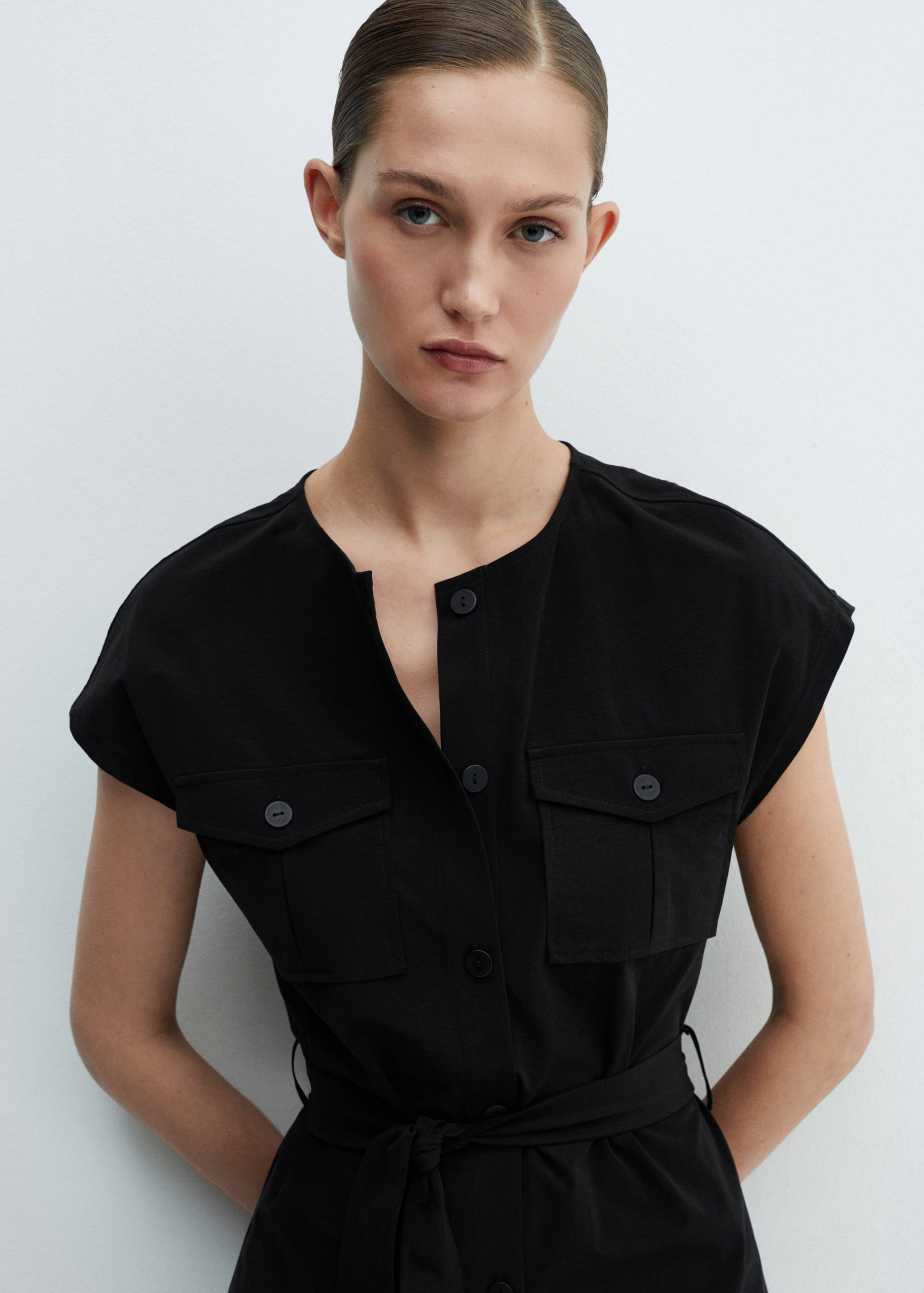 Vestido lazo detalle bolsillos - Detalle del artículo 1