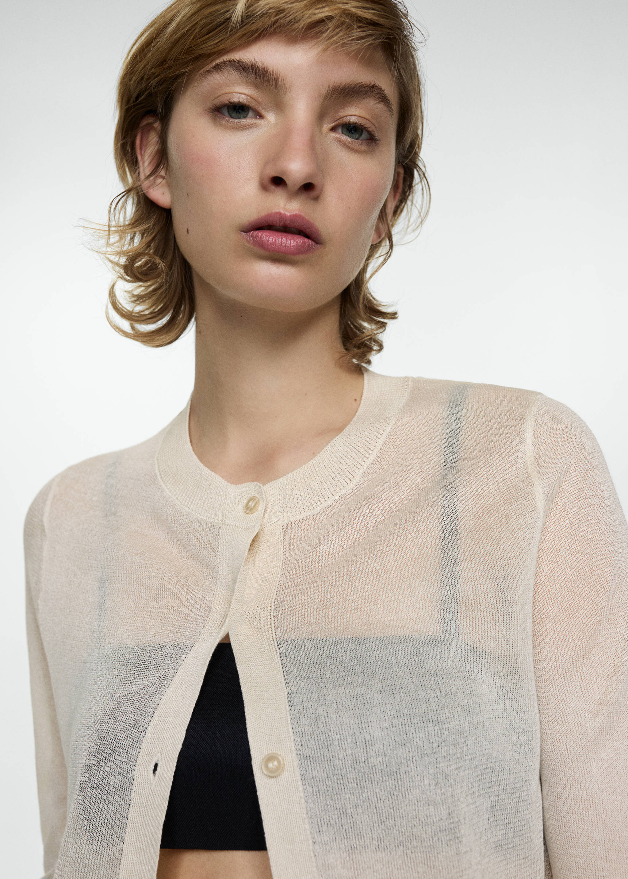 Semi-transparent knitted cardigan - Details of the article 1