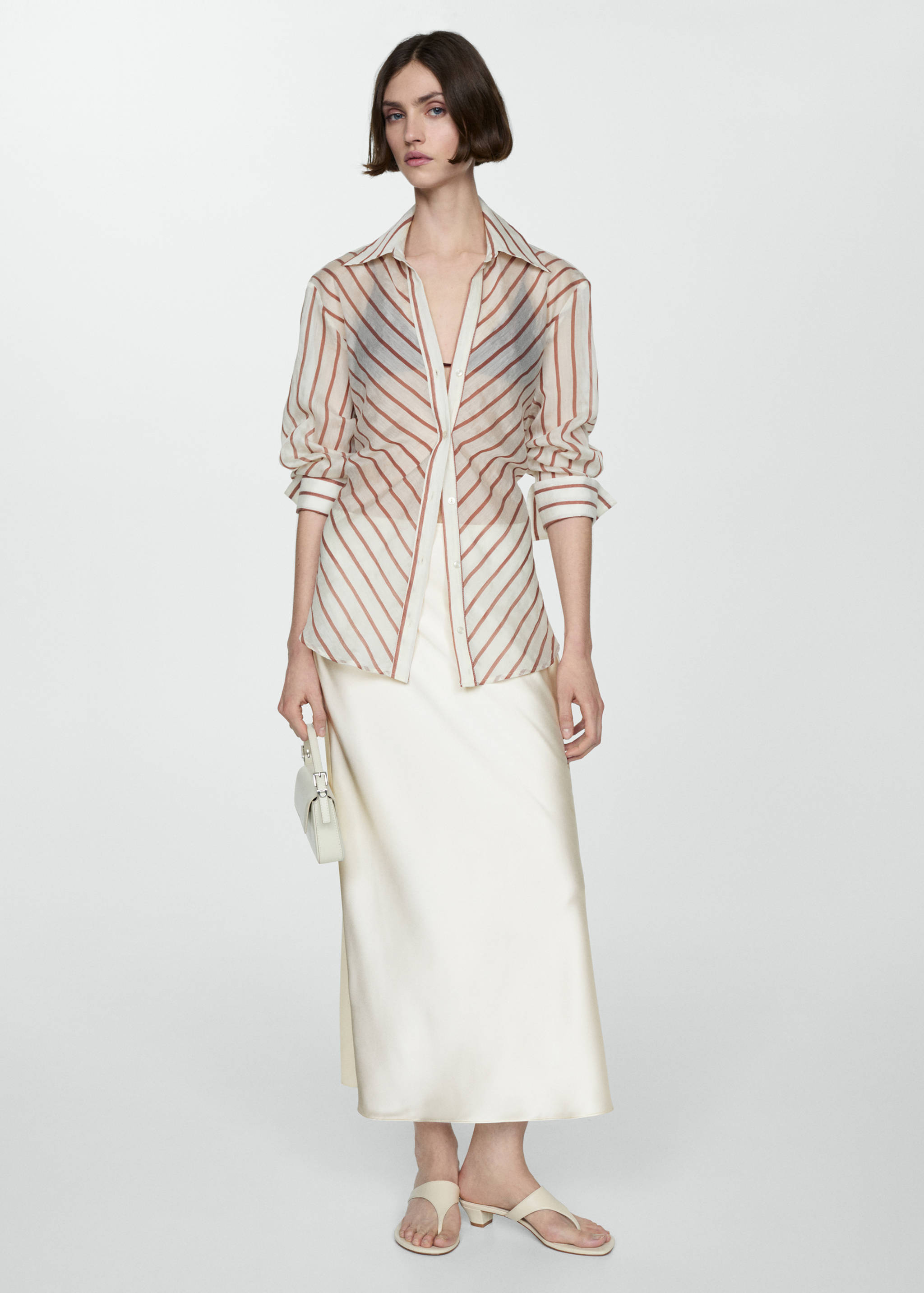 Midi satin skirt - General plane