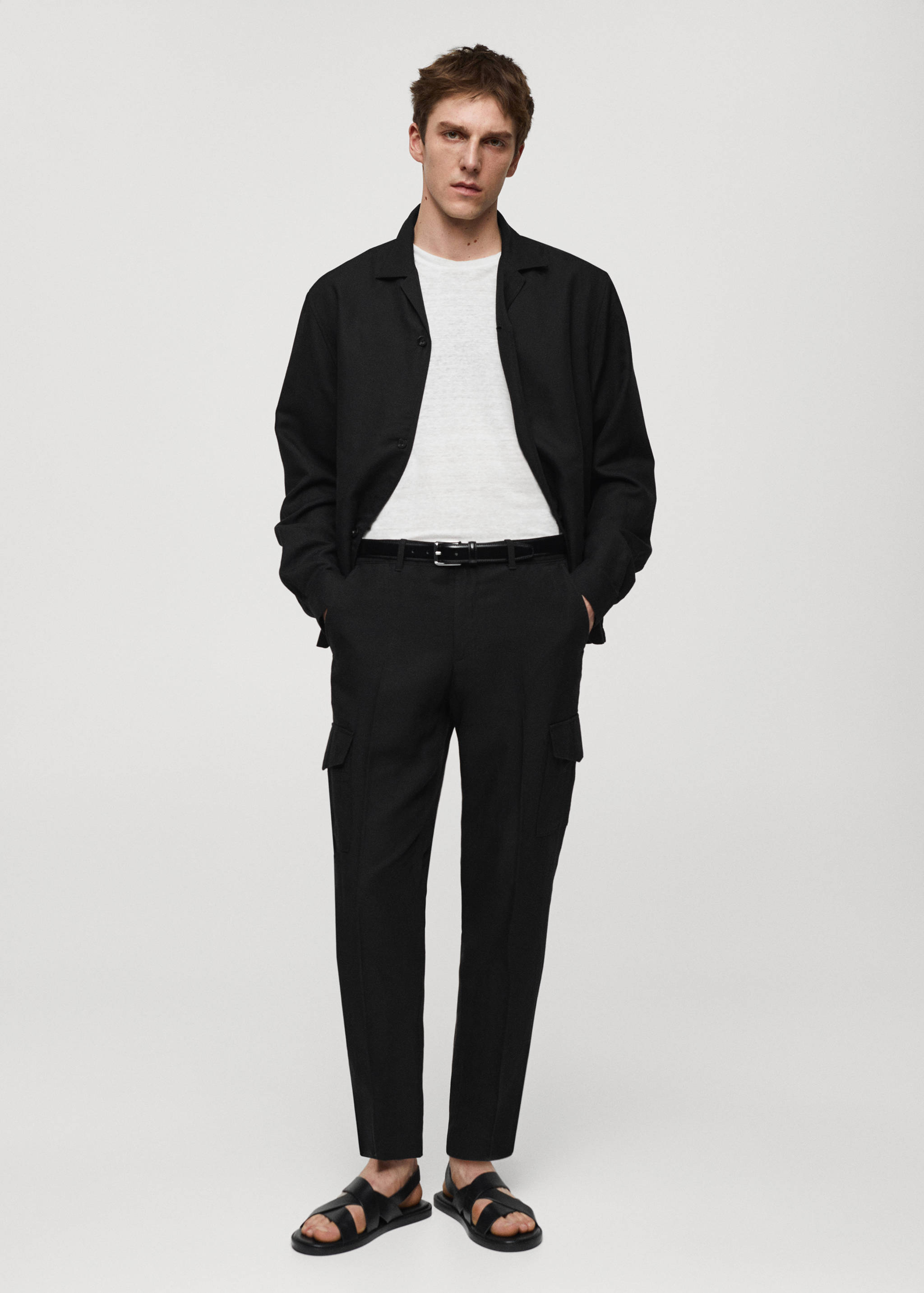 Pantalón cargo mezcla lino - Plano general