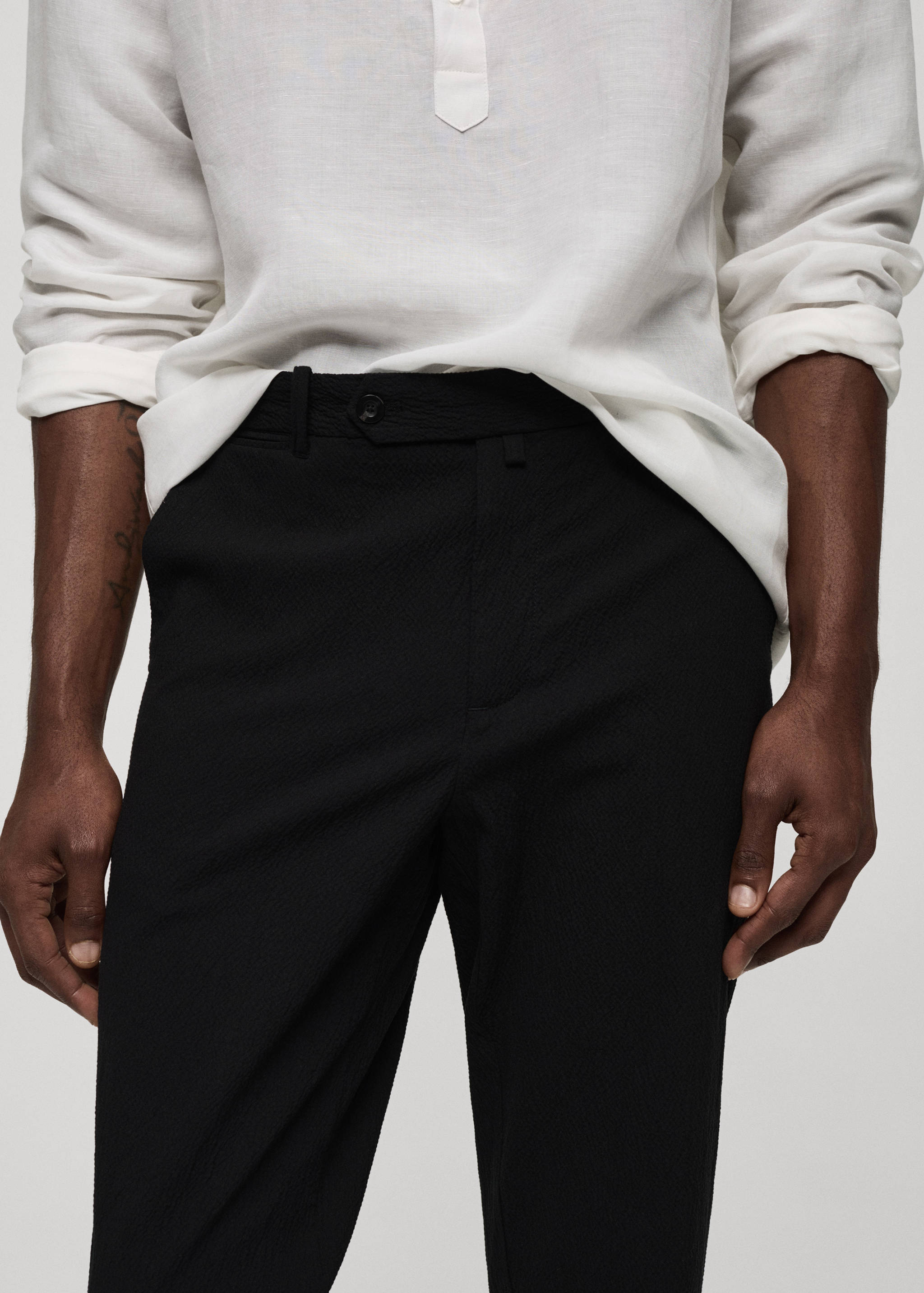 Seersucker cotton pants - Details of the article 1