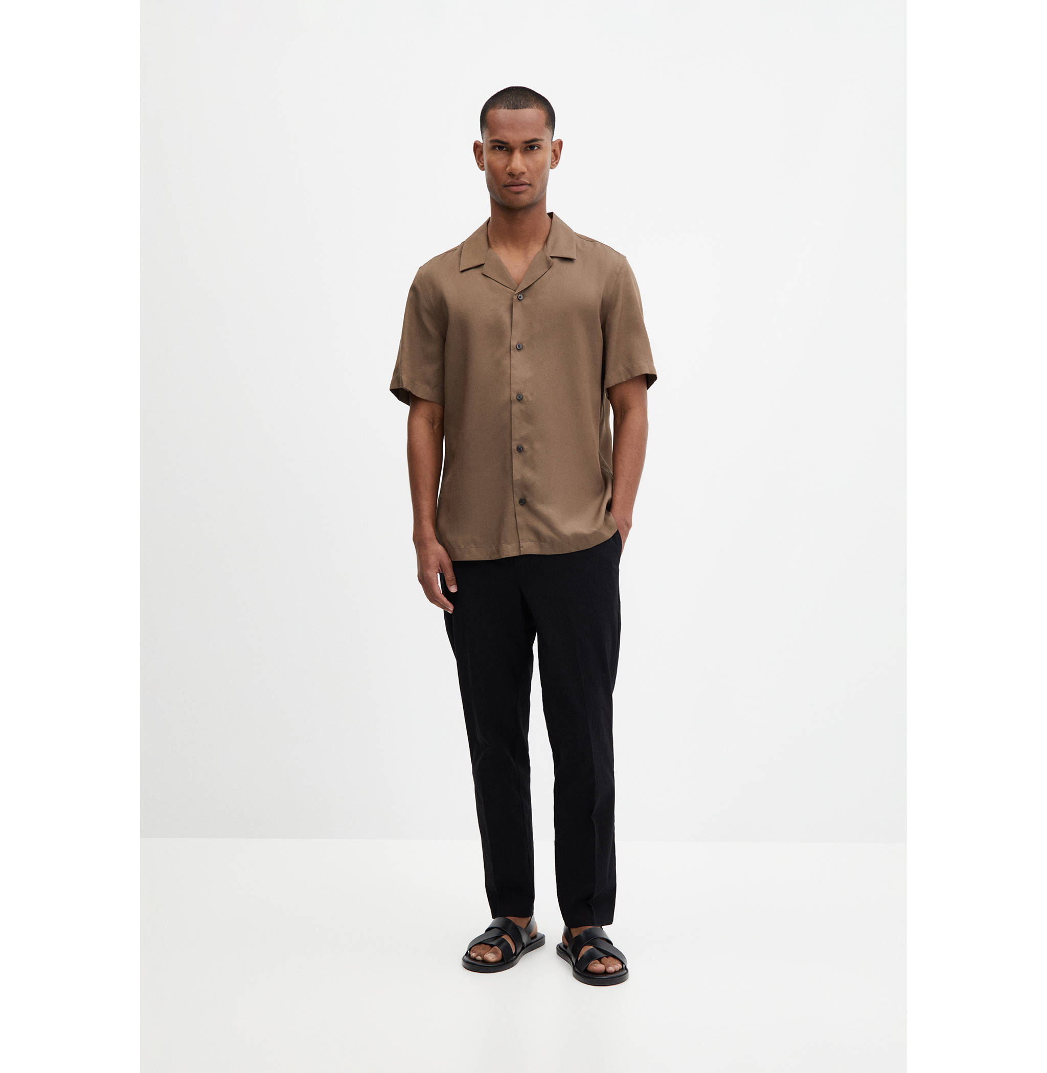 Regular-fit shirt with bowling collar - General plane
