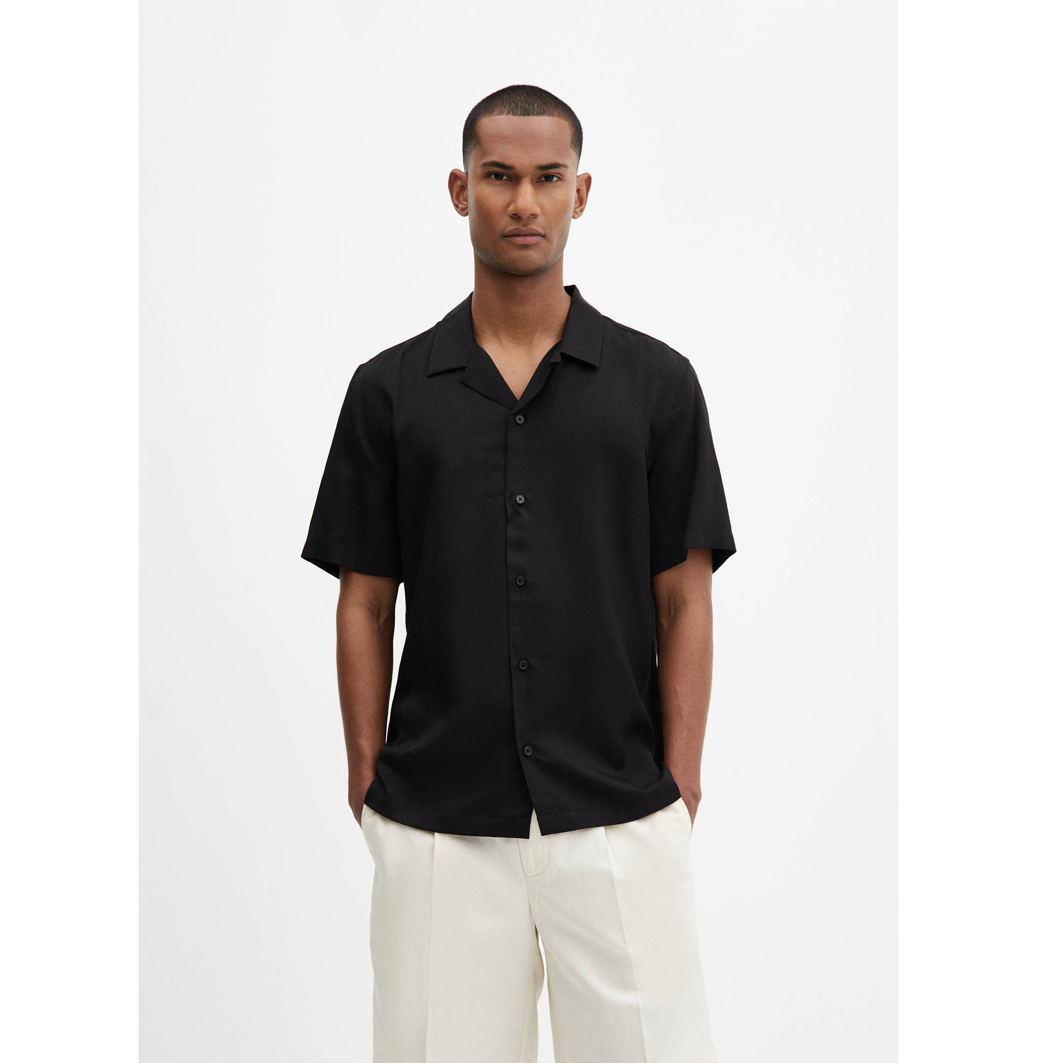 Regular-fit shirt with bowling collar - Medium plane