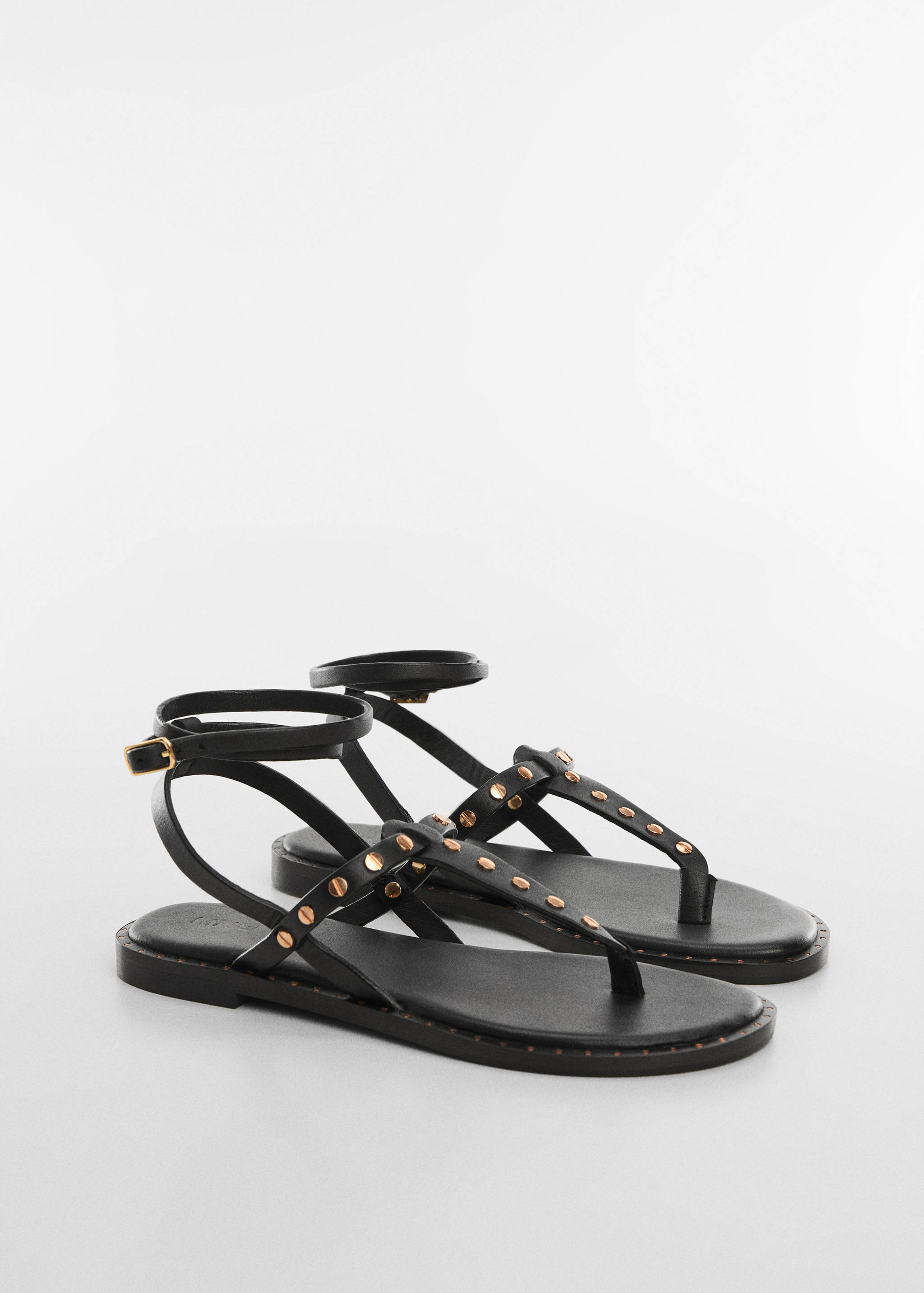 Studded leather sandals - Medium plane
