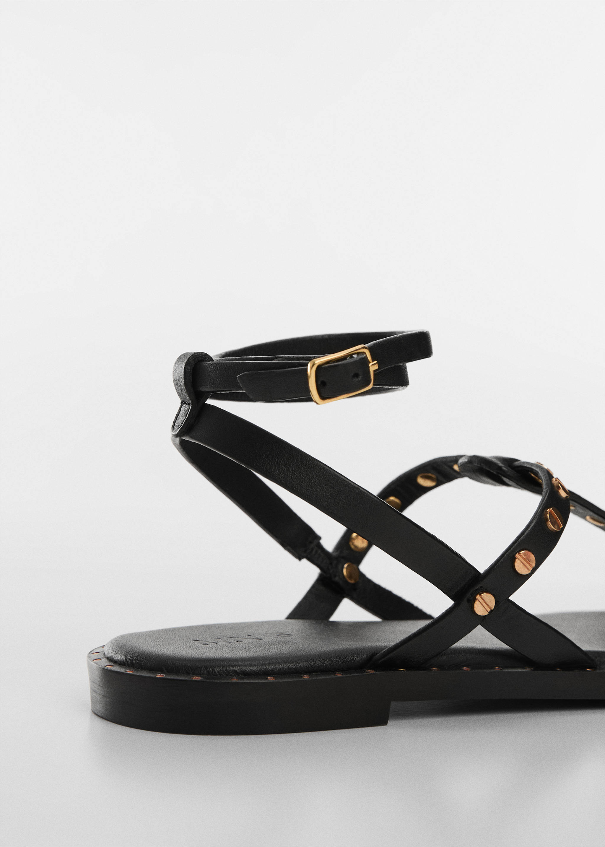 Studded leather sandals - Details of the article 1, Black. Ref: 67047698-00.