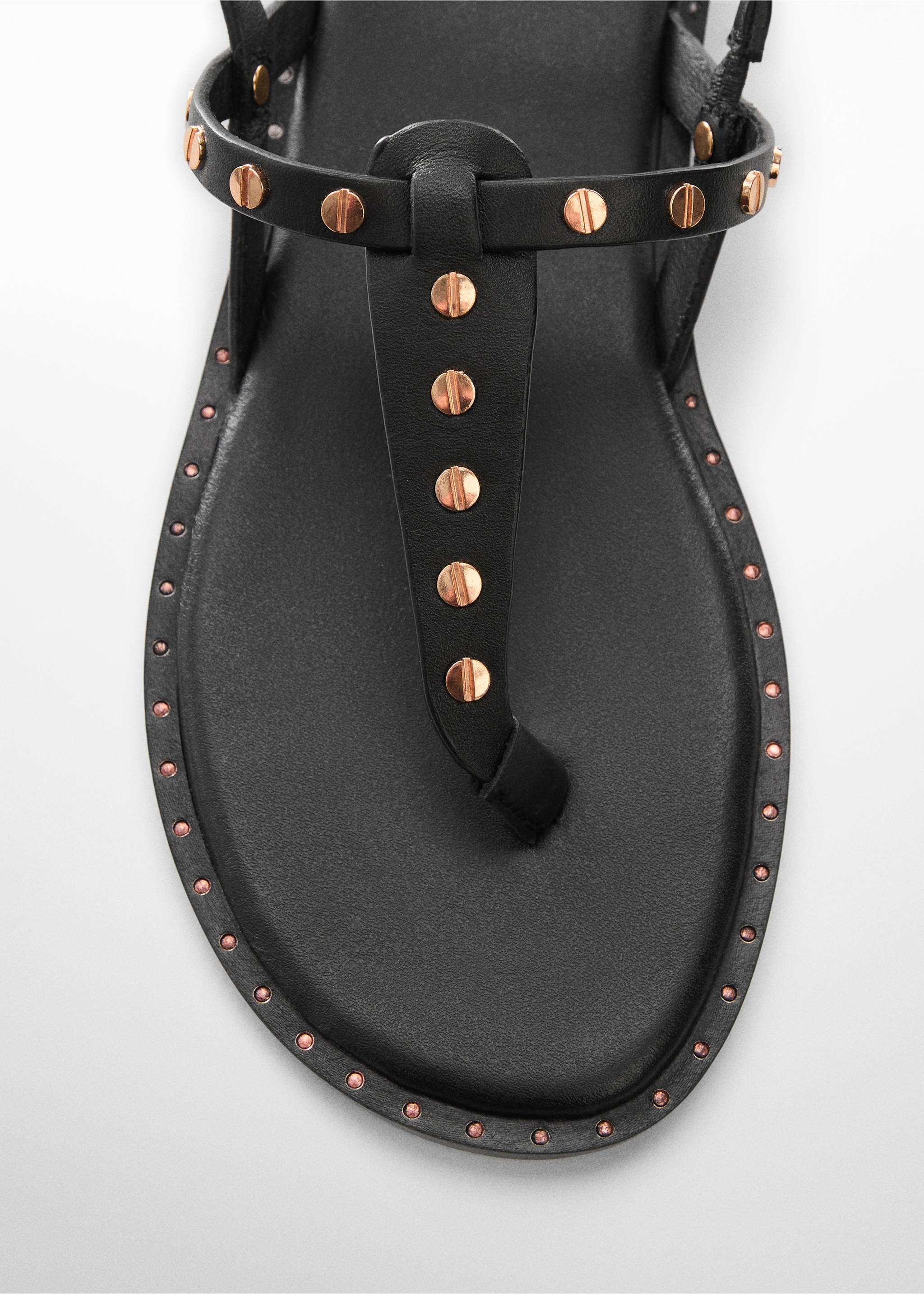 Studded leather sandals - Details of the article 2, Black. Ref: 67047698-00.