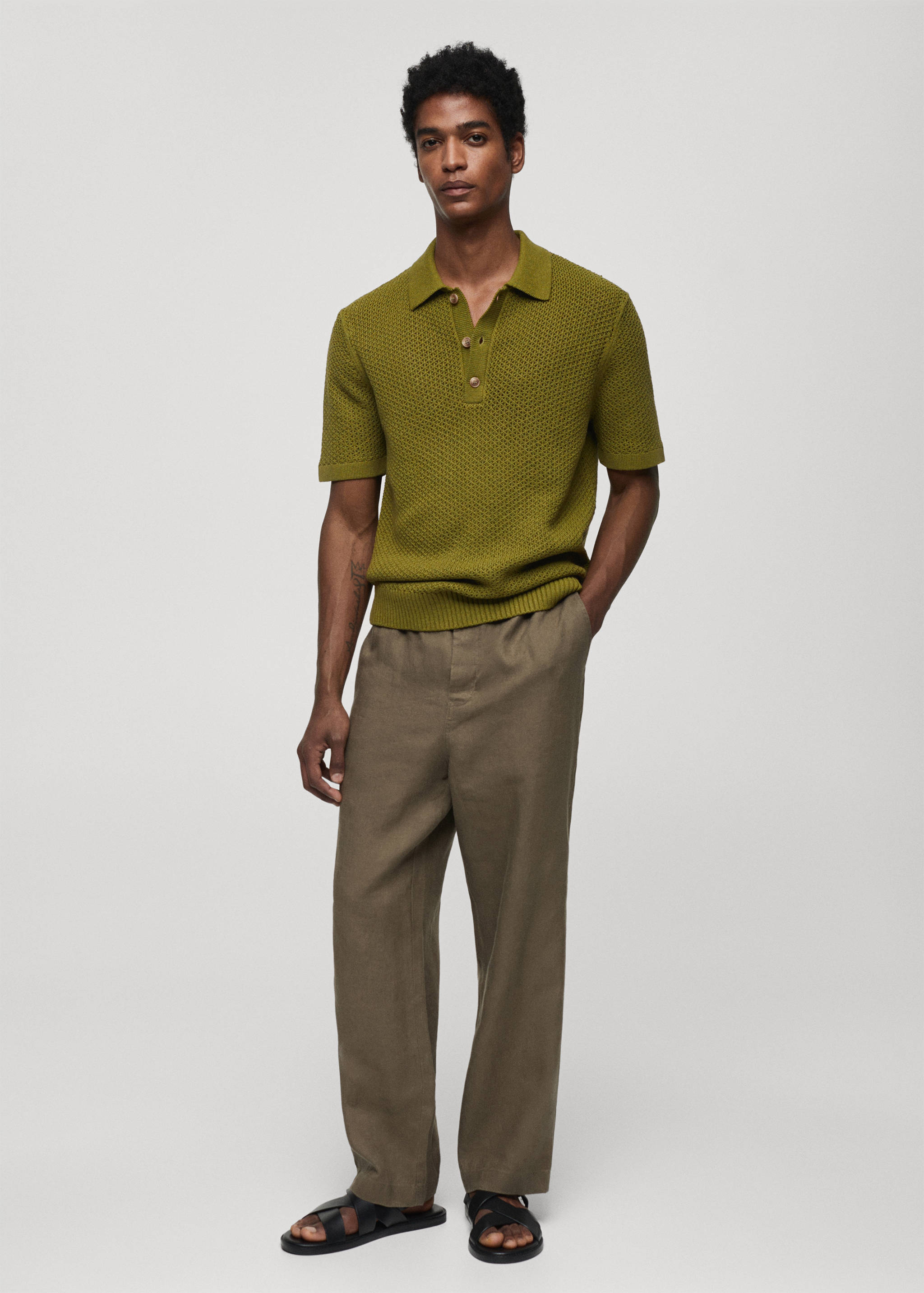 Strickpoloshirt in Flecht-Optik - Allgemeine Ansicht