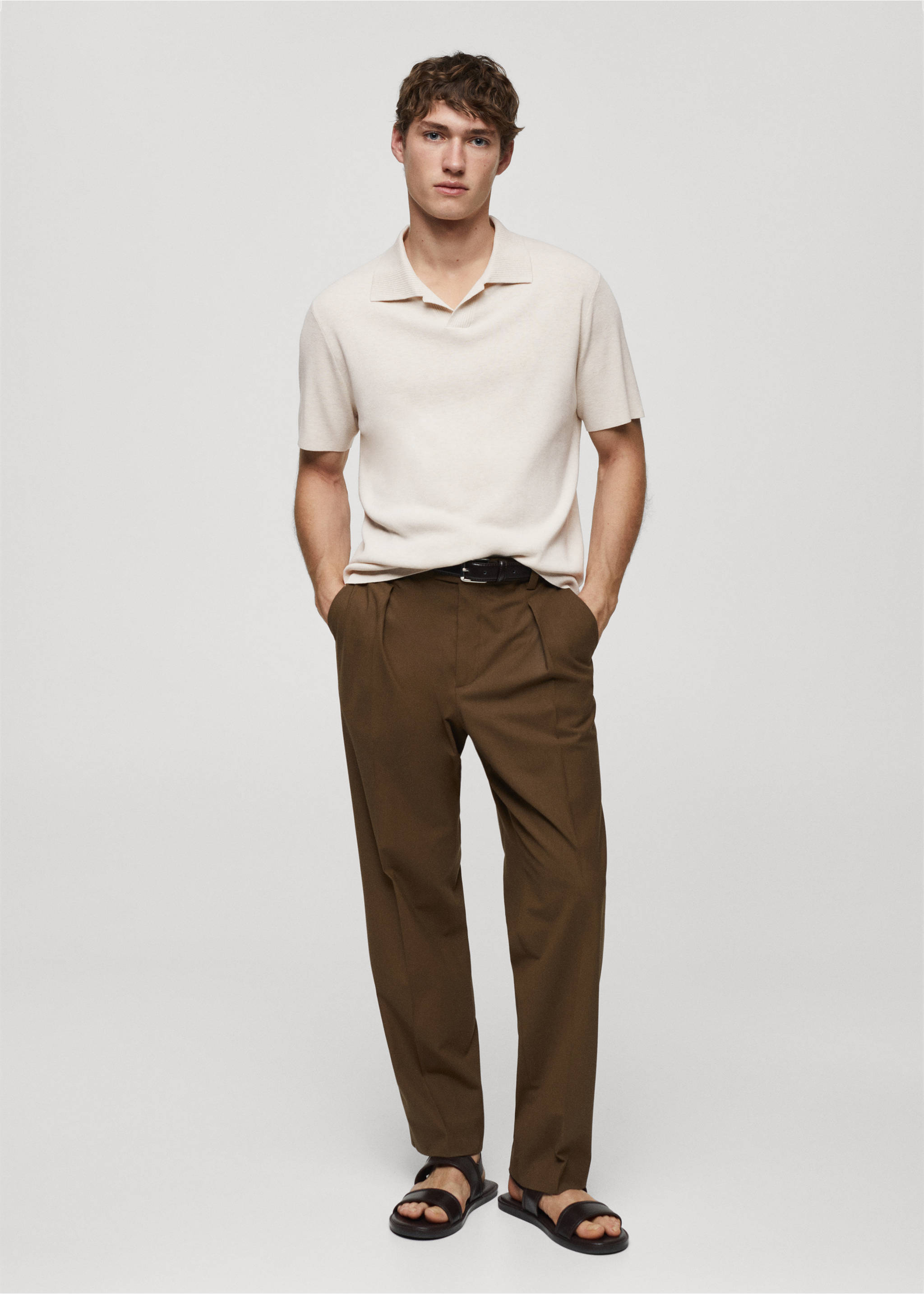Fine-knit cotton polo shirt - General plane, Sand. Ref: 67047701-00.