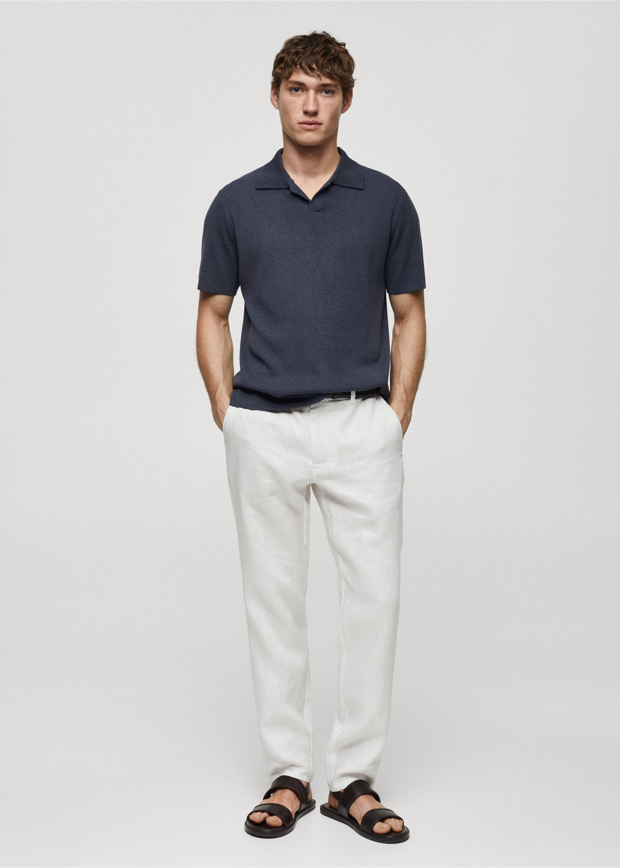 Fine-knit cotton polo shirt - General plane, Indigo Blue. Ref: 67047701-00.