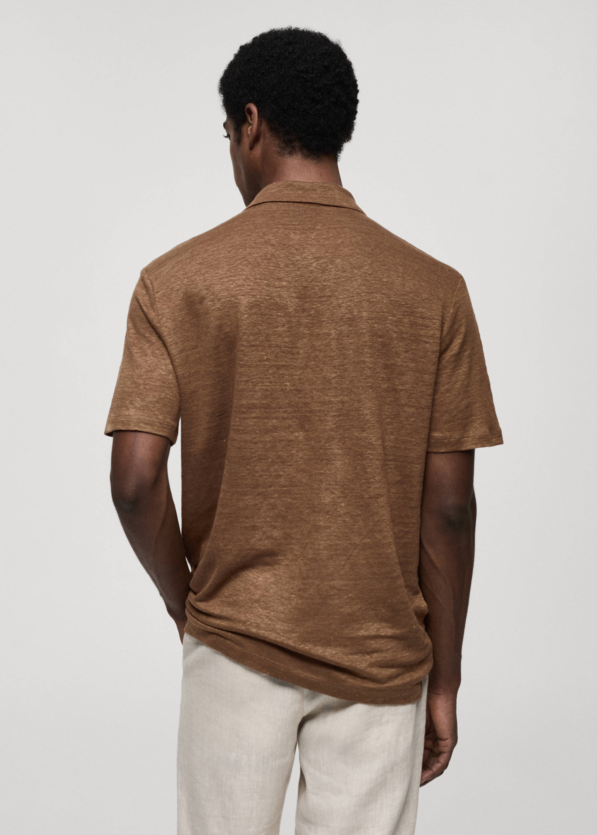 Slim fit 100% linen polo shirt - Reverse of the article
