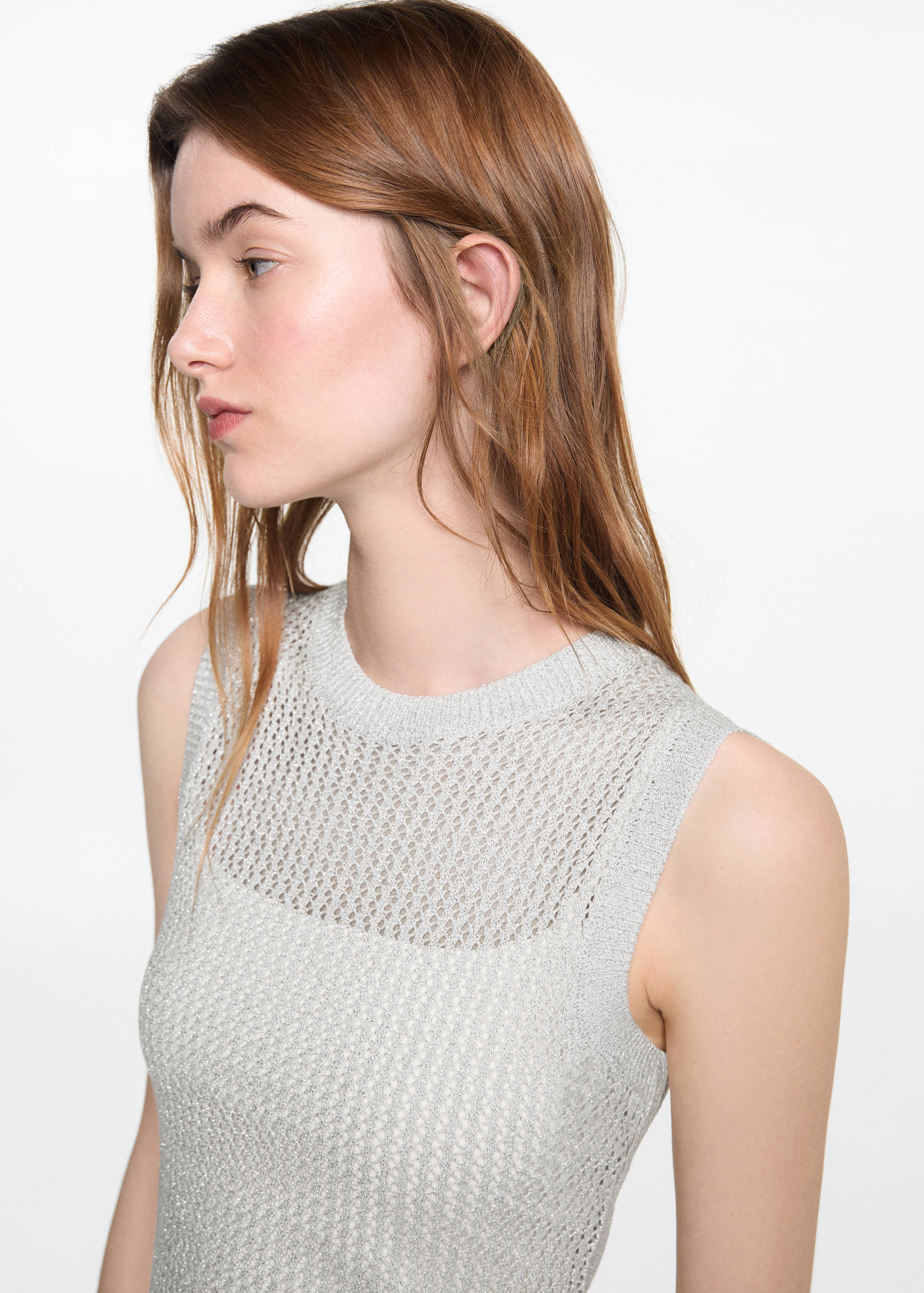Knitted lurex top with lace design - Details of the article 1