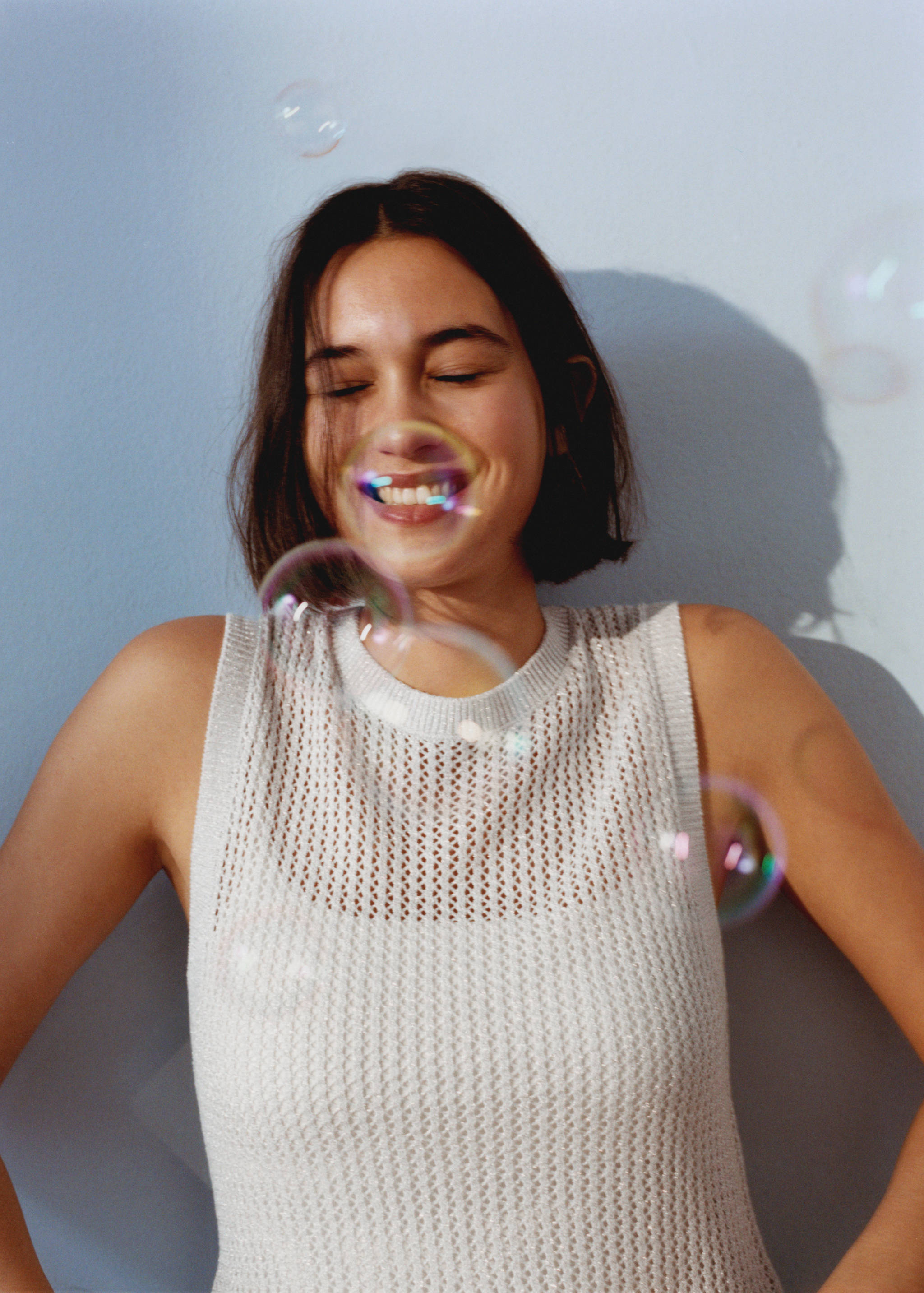 Knitted lurex top with lace design - Details of the article 5