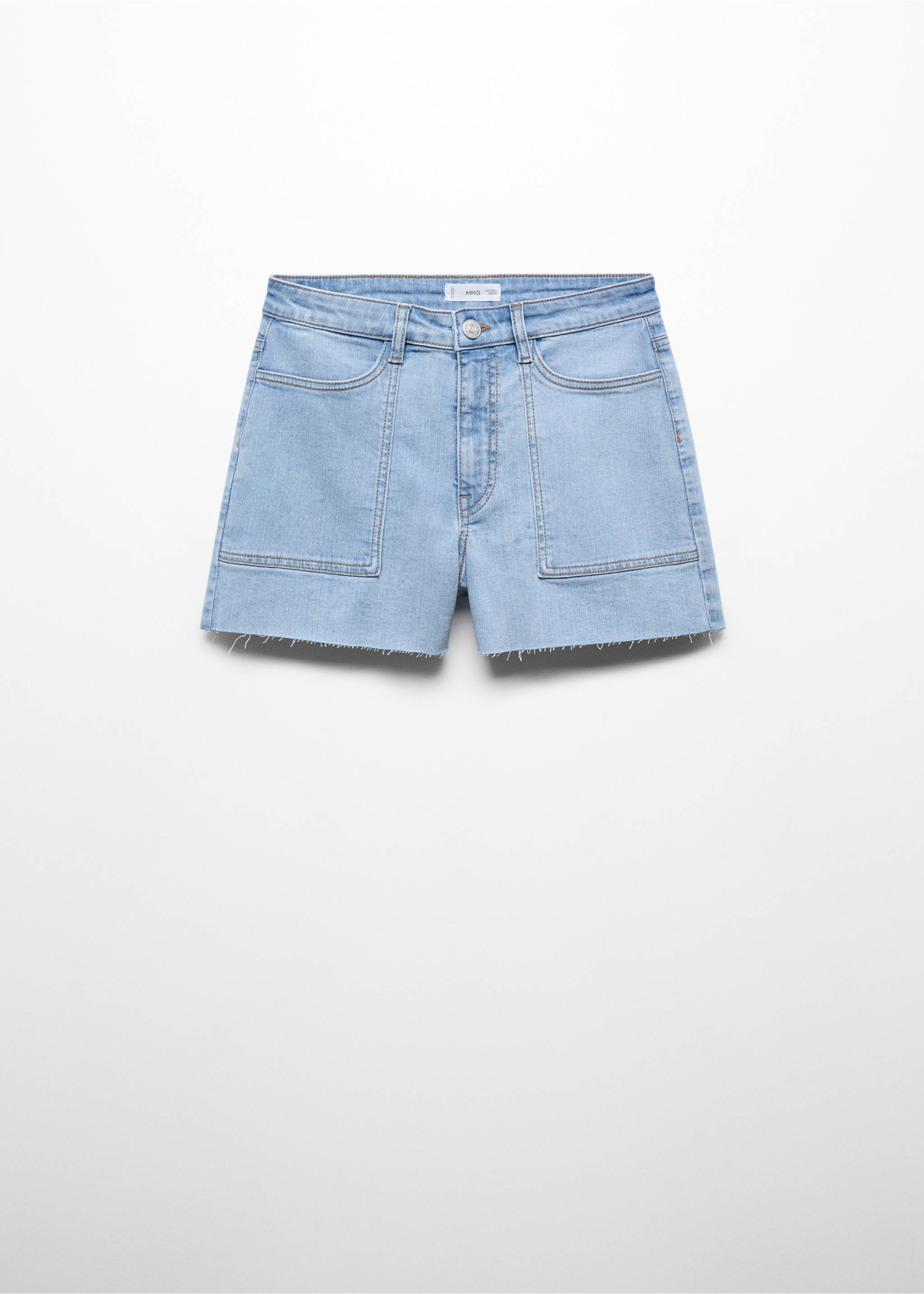 Jeans-Shorts mit mittlerer Bundhöhe - Artikel ohne Model, Mittelblau. Ref: 67047714-00.